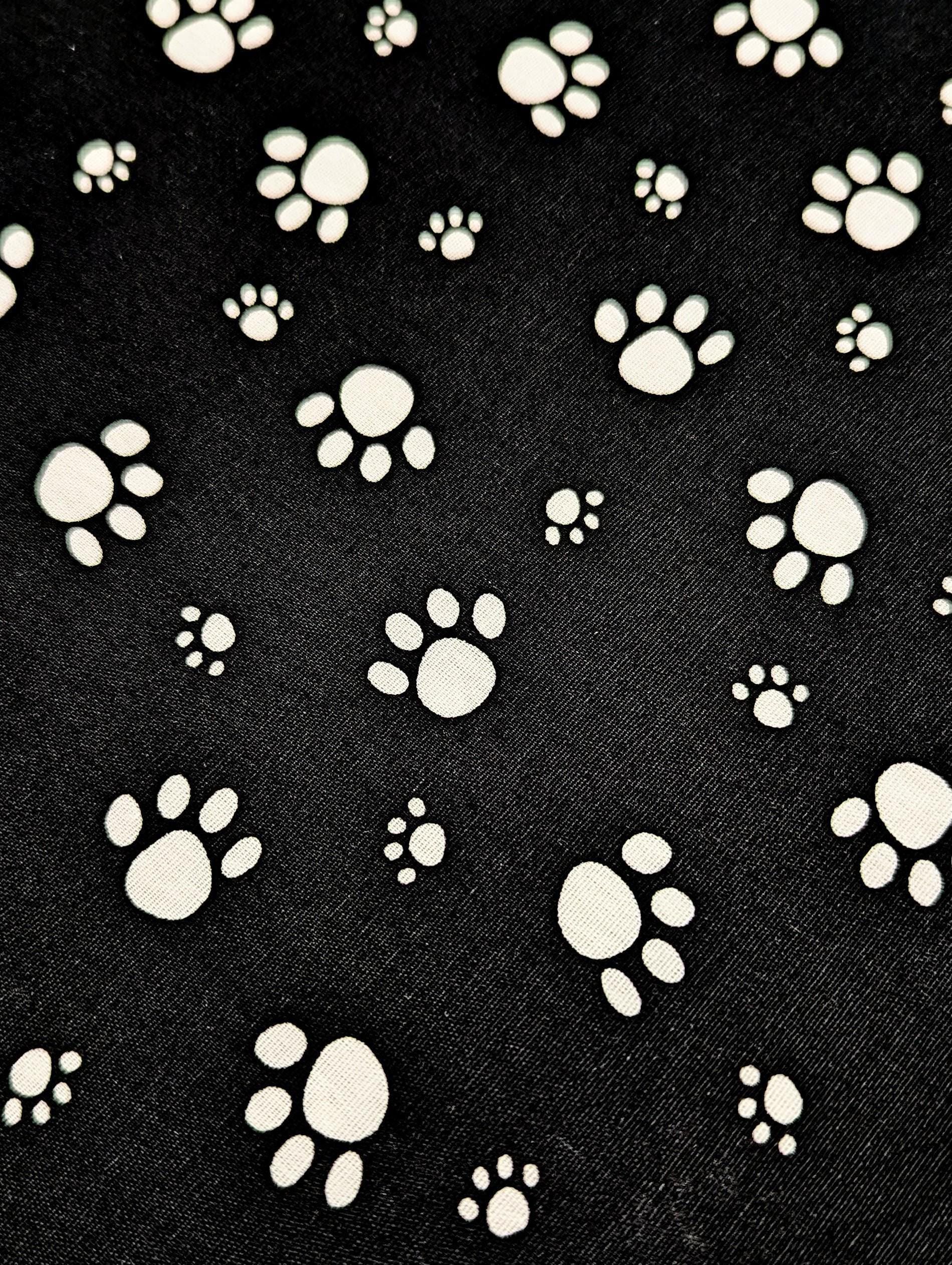 Koyama - Paw Prints Cotton Fabric - Black