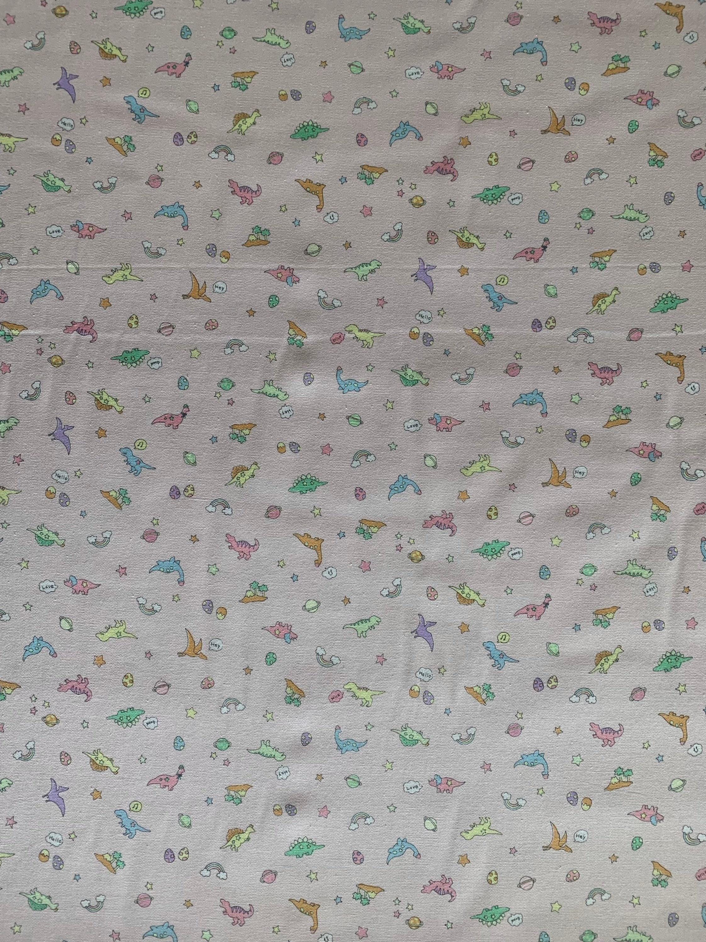 Kokka - Tiny Dinosaurs Trèfle Cotton Oxford - Pink
