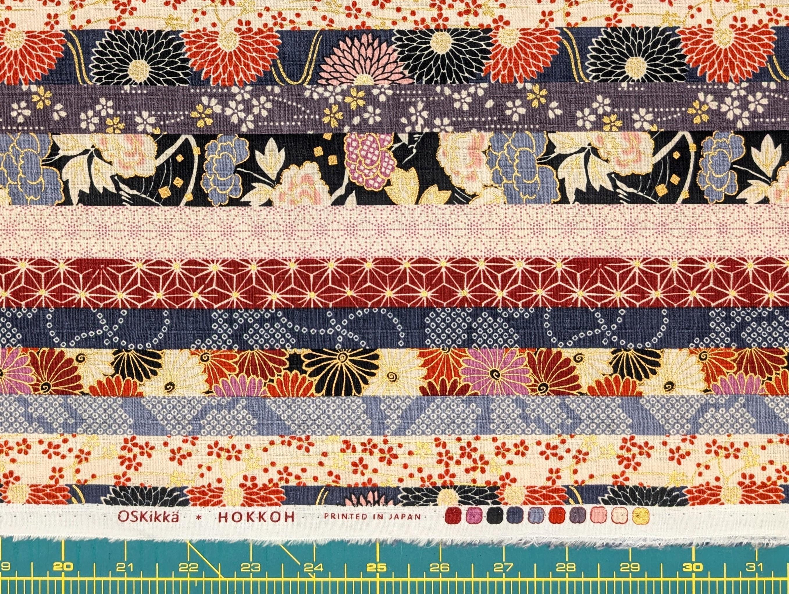 Hokkoh - Striped Flowers Cotton Dobby - Gray