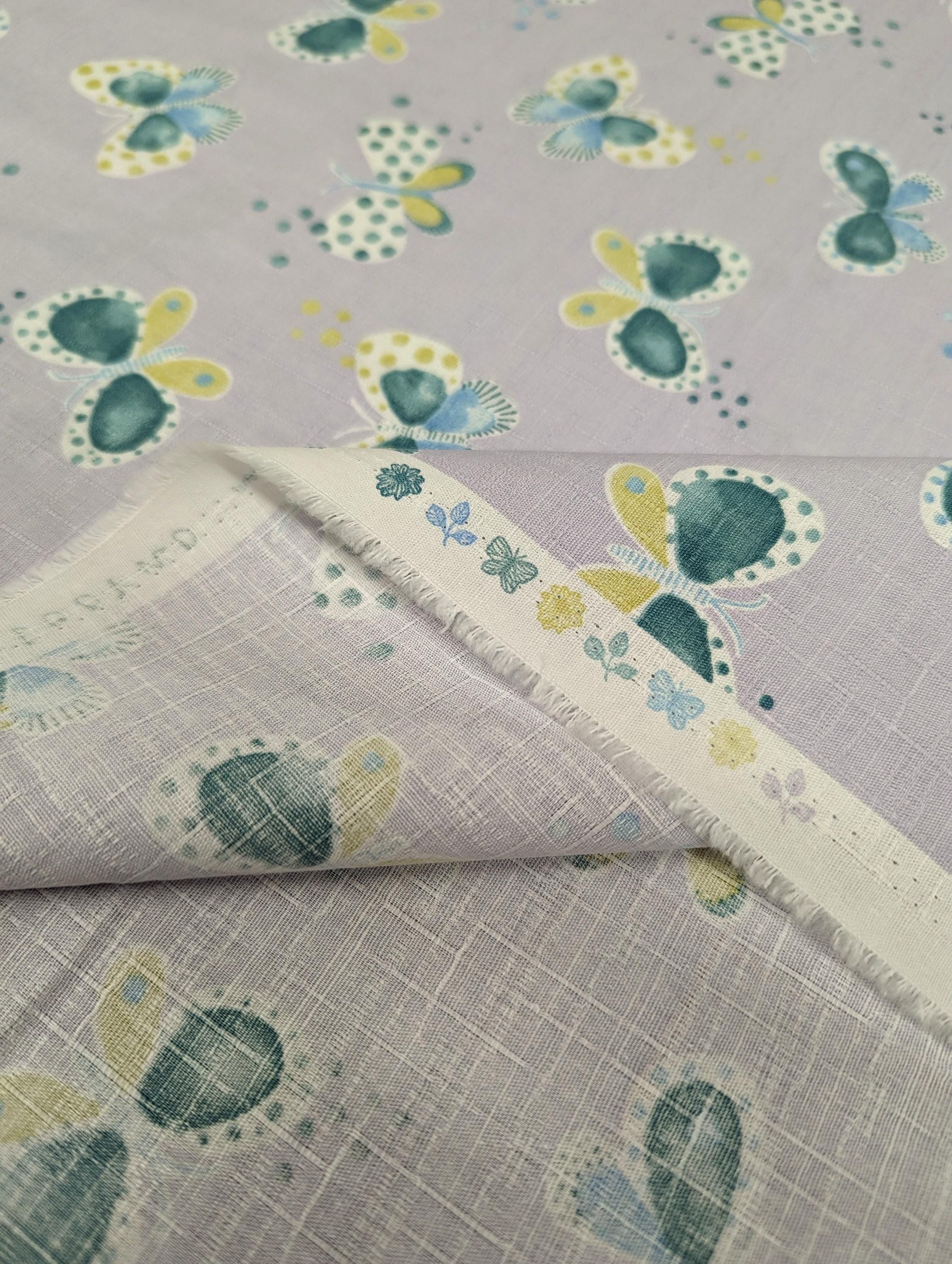 Koizumi - Pastel Butterflies Cotton Dobby - Lavender