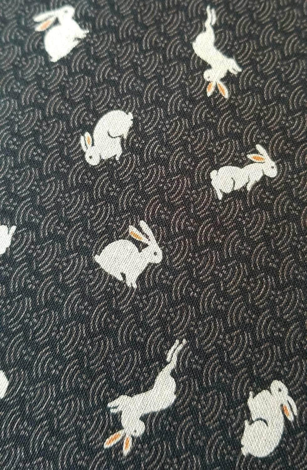 Sevenberry - Bunnies and Waves Cotton Fabric - Black