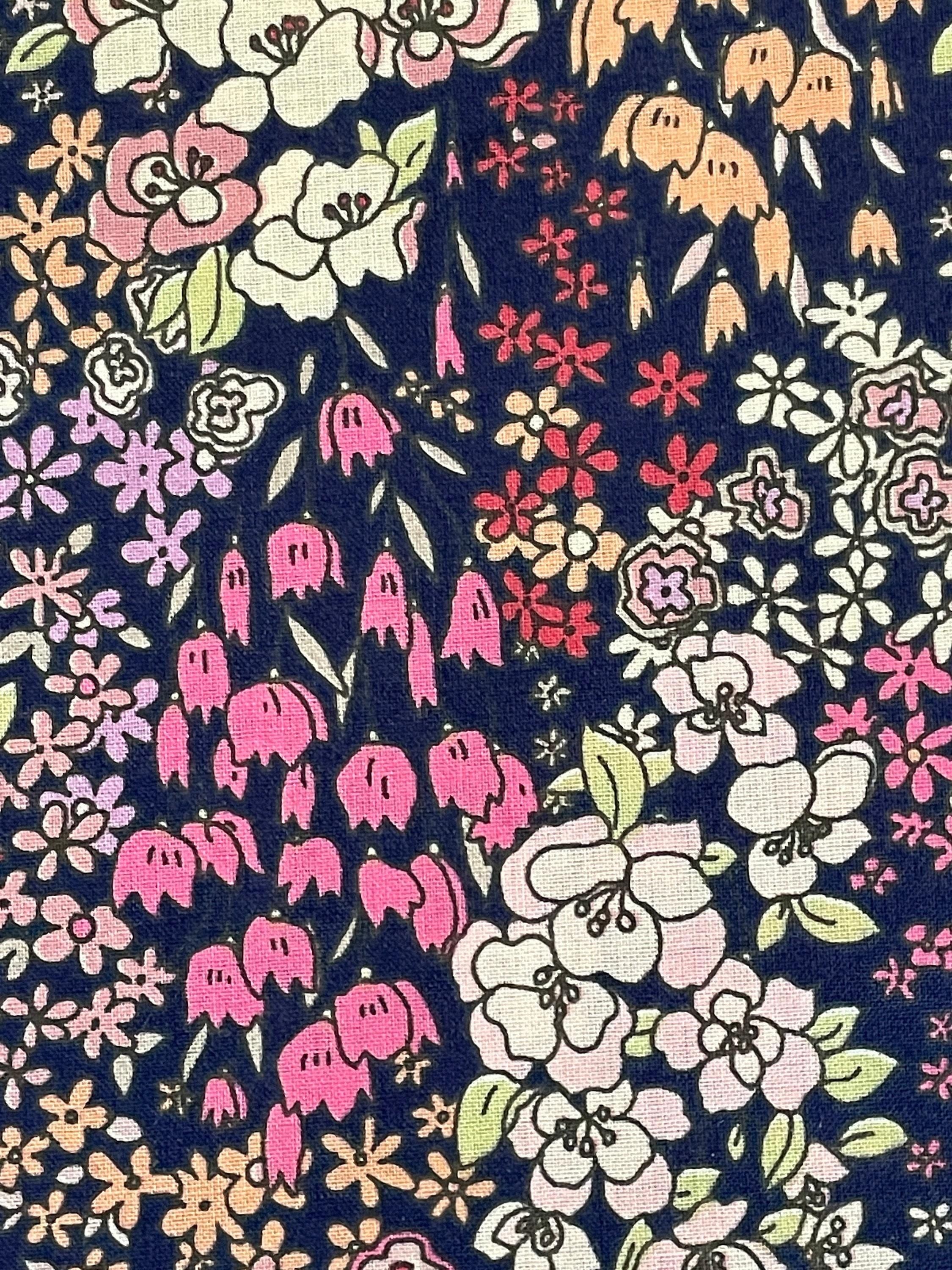 Sunwell - Tiny Garden Cotton Lawn - Navy Pink Lavender