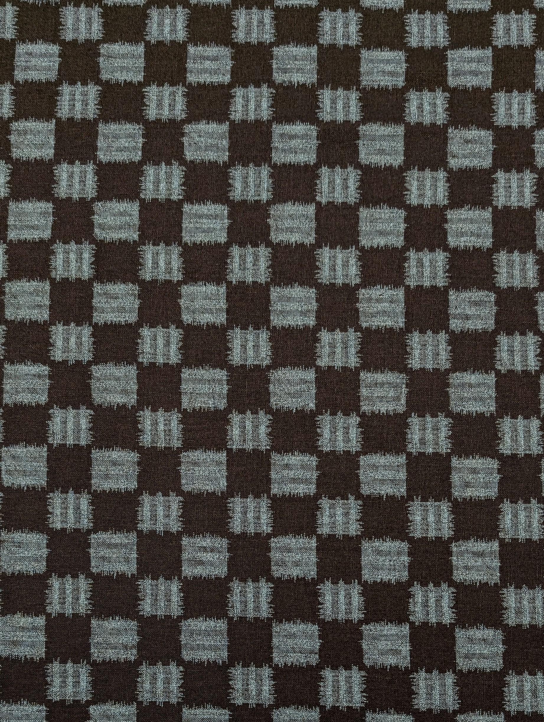 Sevenberry - Printed Ikat Squares Cotton Fabric - Black Blue