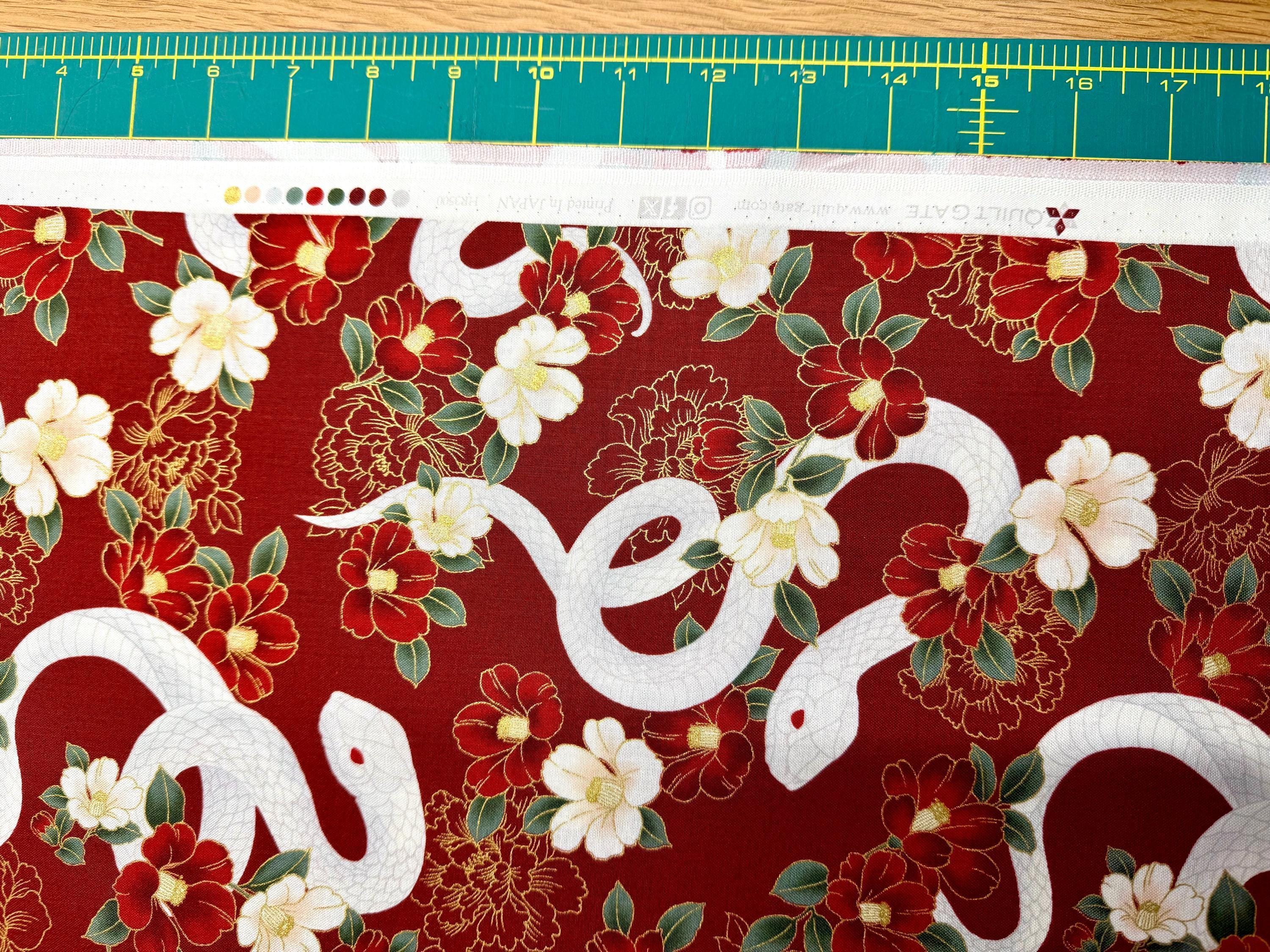 QuiltGate - Hyakka Ryoran Year of the Snake Cotton Fabric - Red