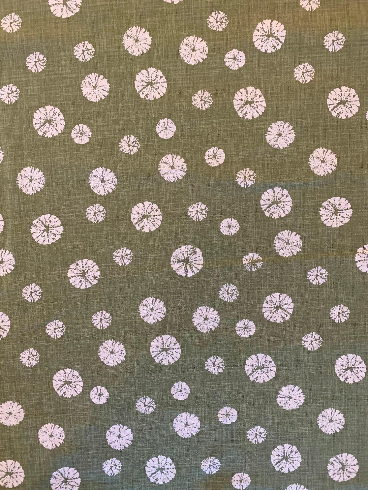 Morikiku - Shibori Sand Dollars Cotton Dobby - Sage Green Beige