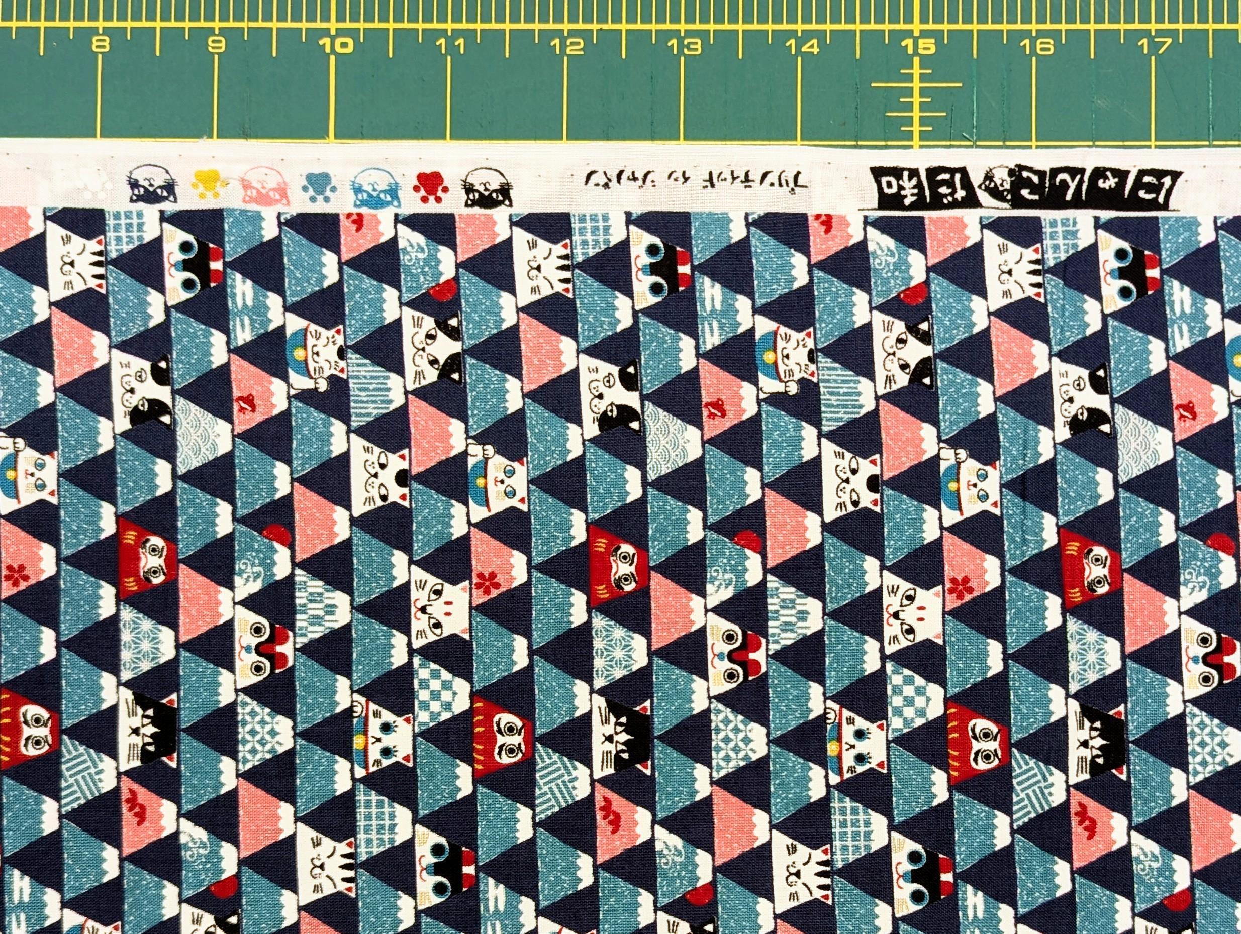 Senyo - Mount Fuji Cats Cotton Fabric - Blue