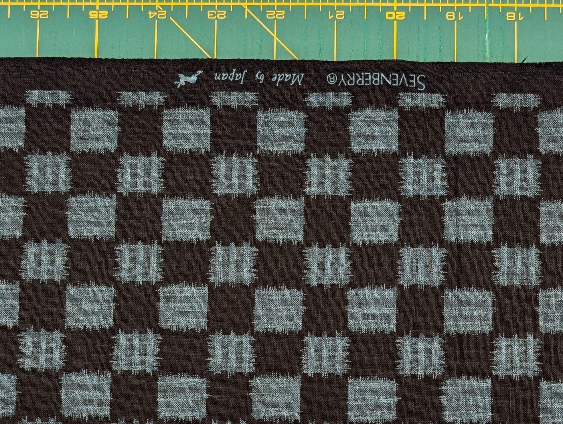 Sevenberry - Printed Ikat Squares Cotton Fabric - Black Blue