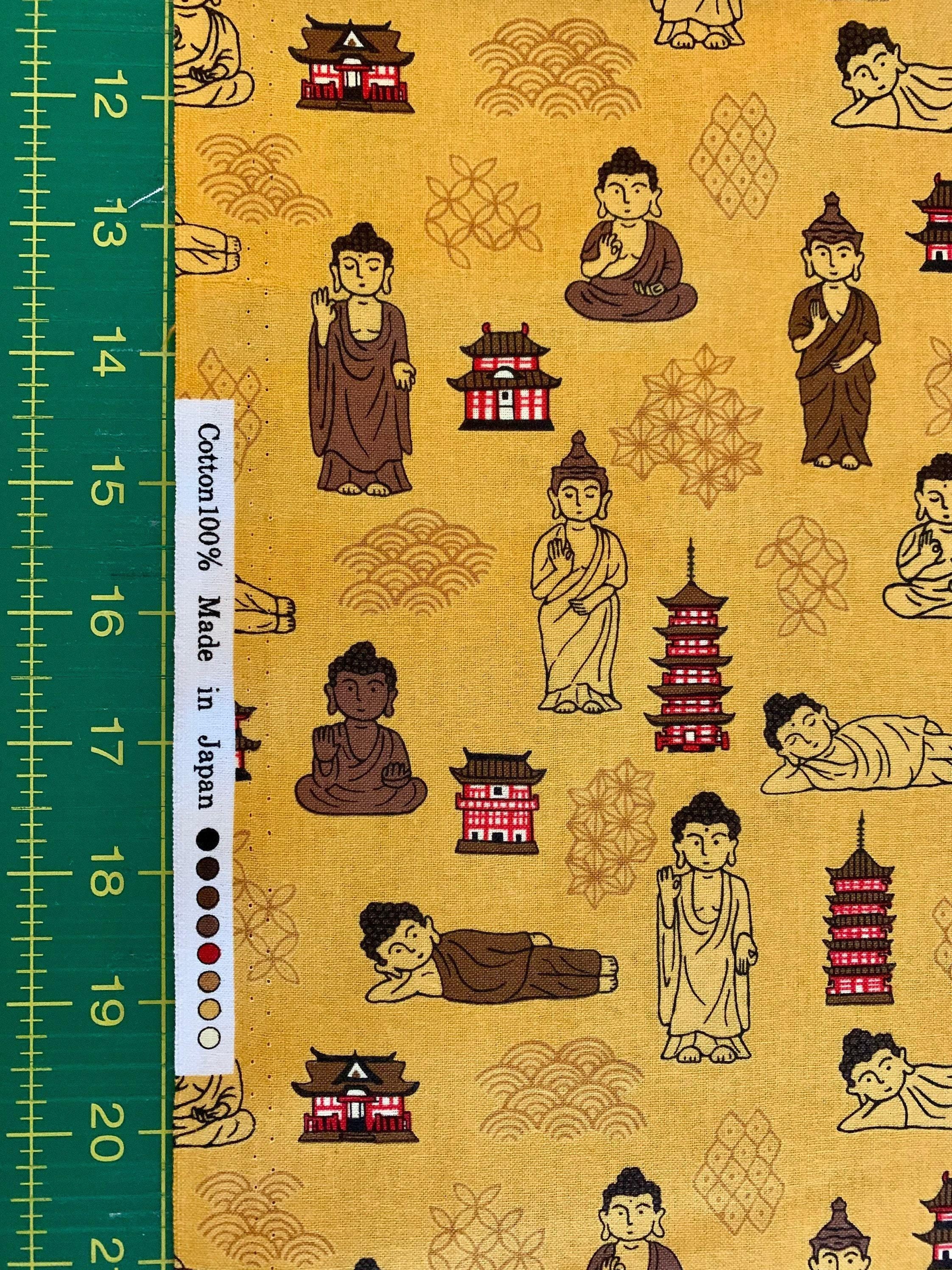 Naka - Buddha Temple Cotton Fabric - Yellow Saffron