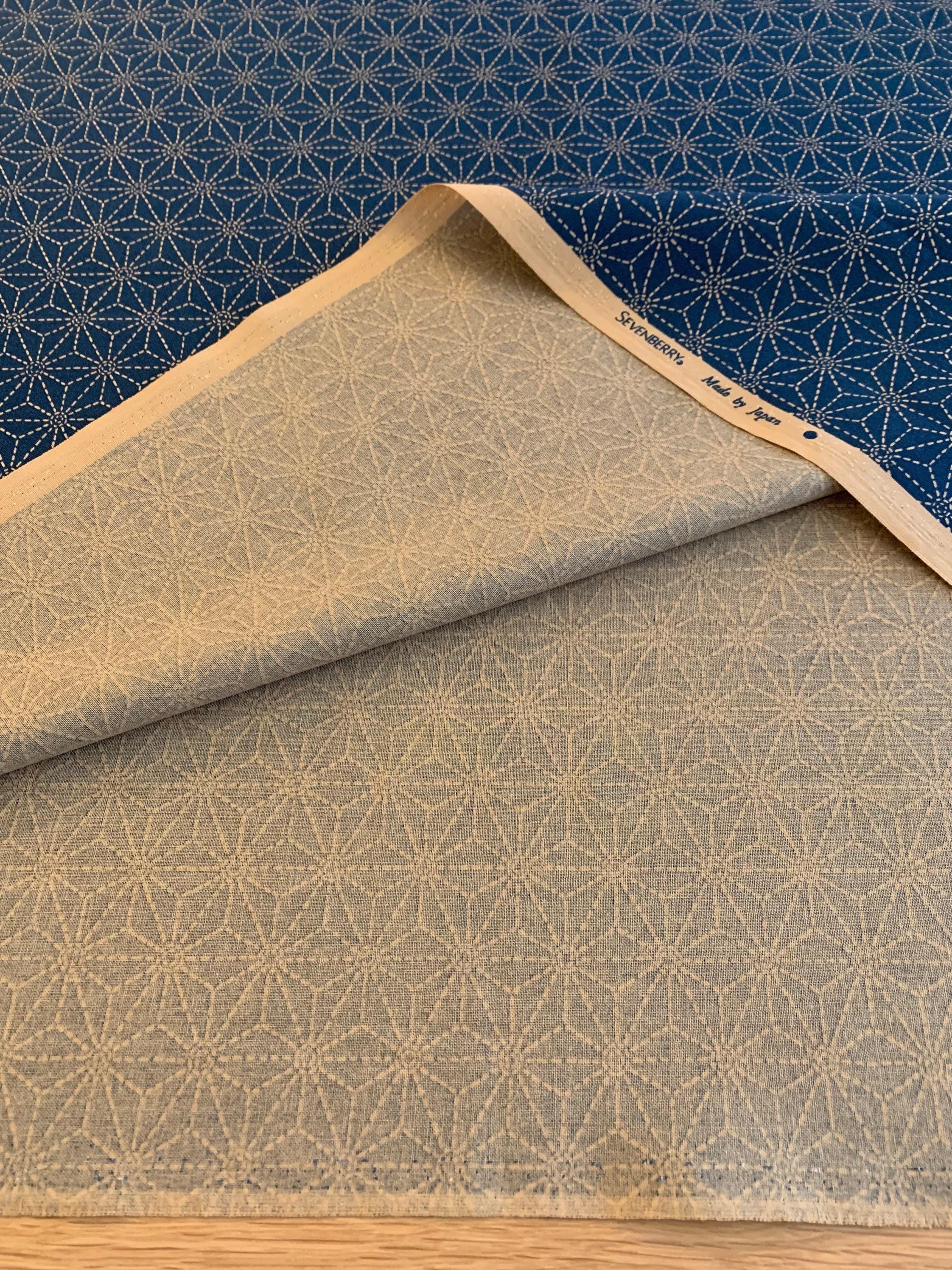 Sevenberry - Sashiko Stars Cotton Fabric 麻の葉 Asanoha - Blue Beige