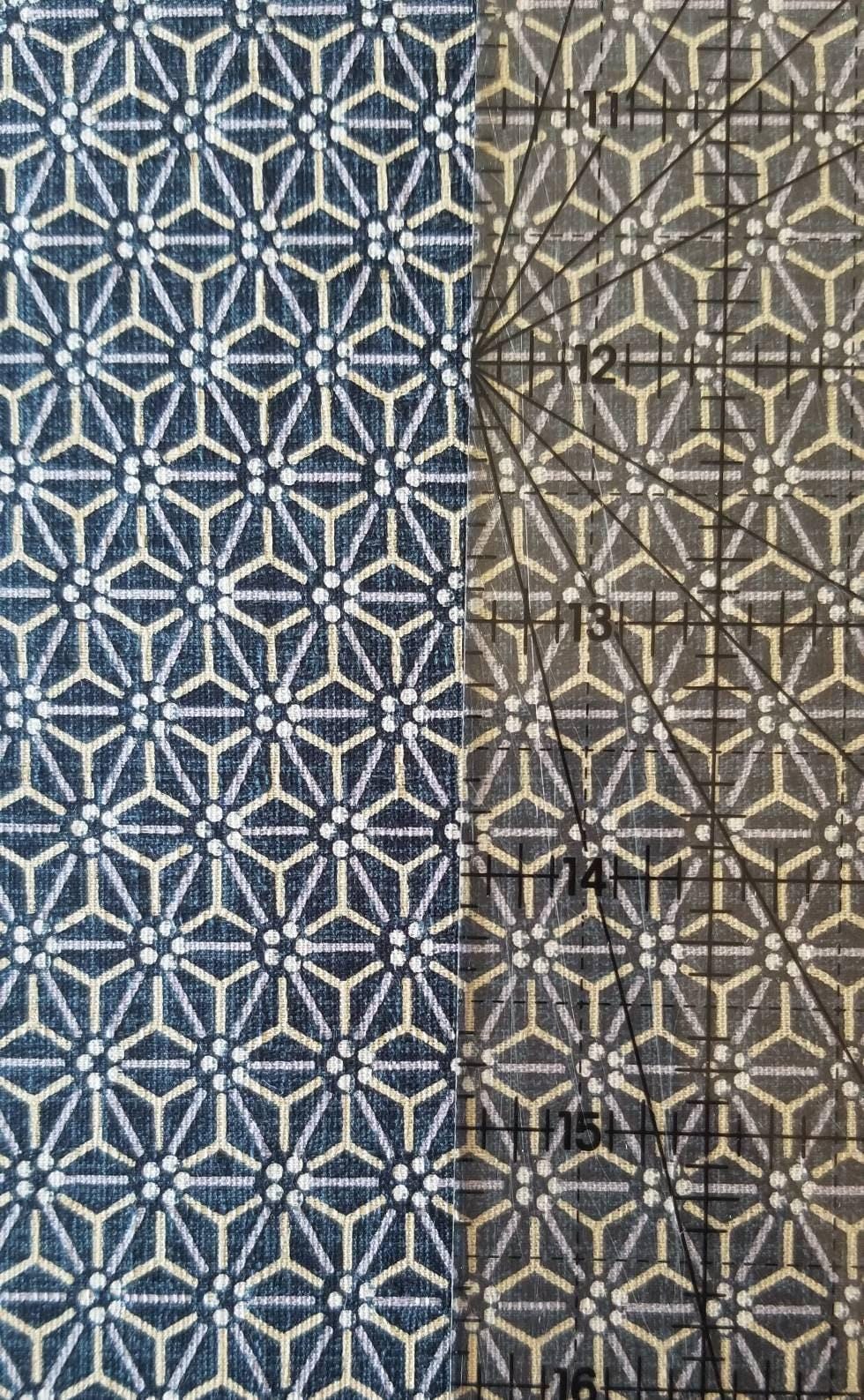 Morikiku - Asanoha Hemp Leaf Star Cotton Dobby - Blue