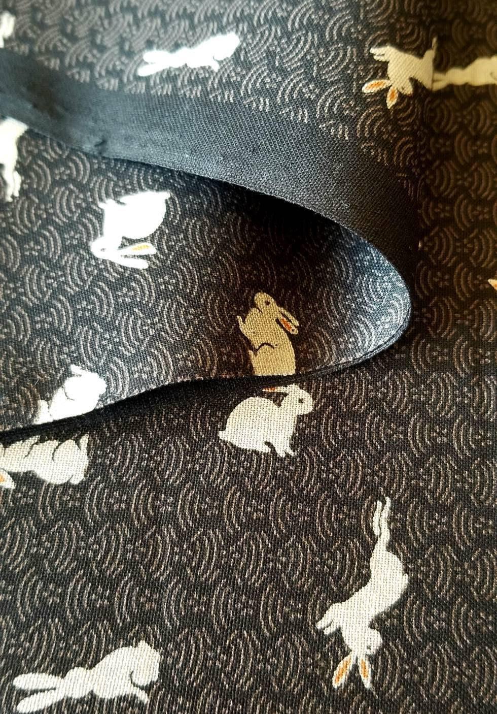 Sevenberry - Bunnies and Waves Cotton Fabric - Black