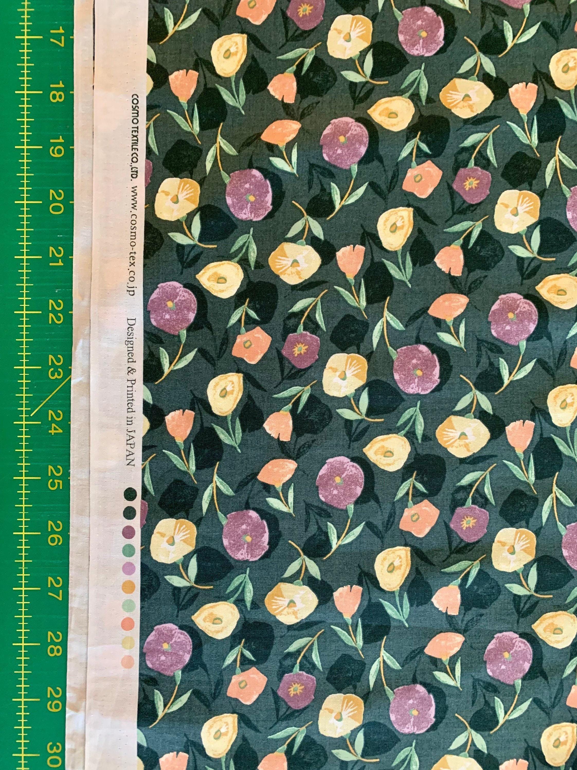 Cosmo - Poppy Shadows Cotton Lawn - Green Purple Peach Yellow