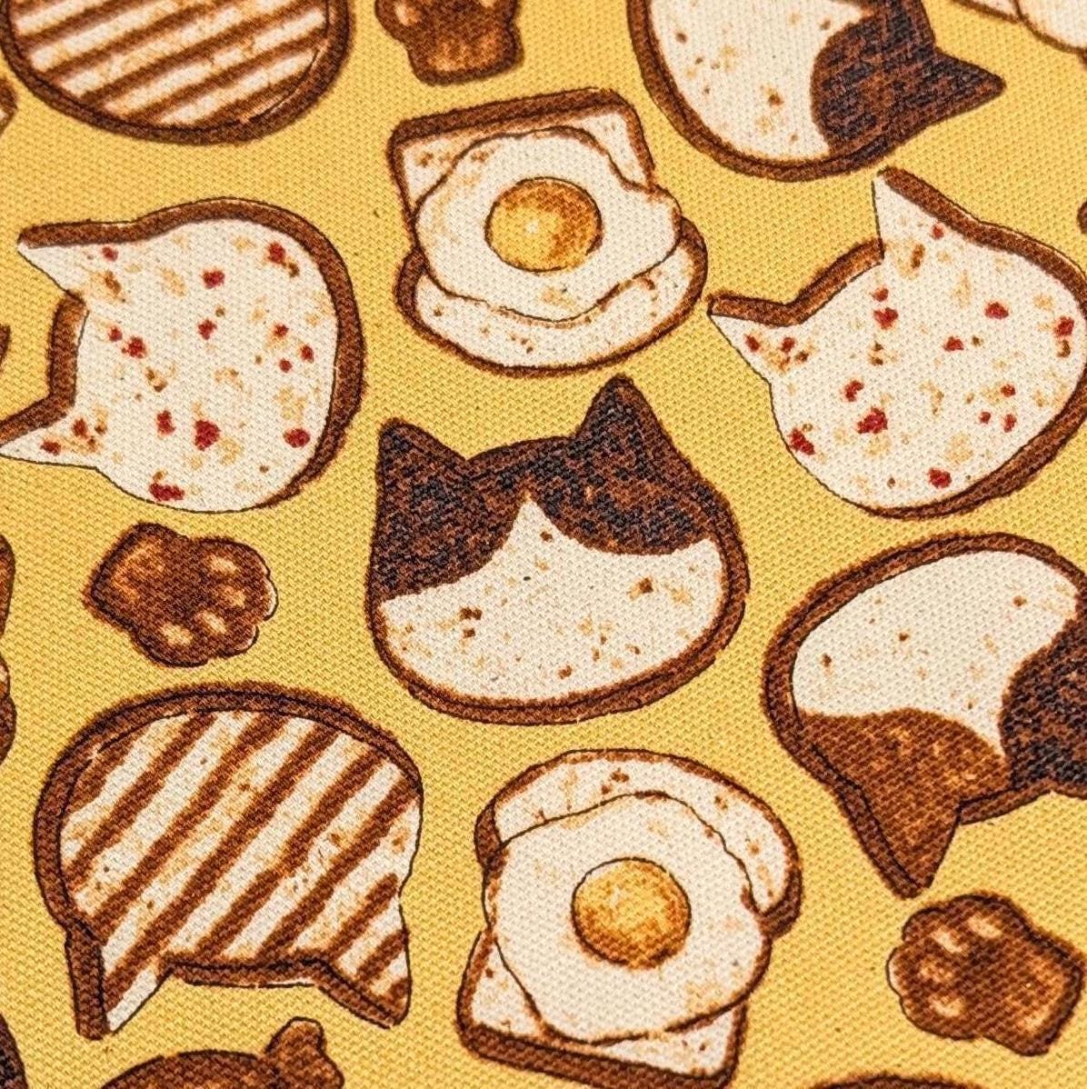 Kokka - Cat Toast Cotton Light Oxford - Yellow