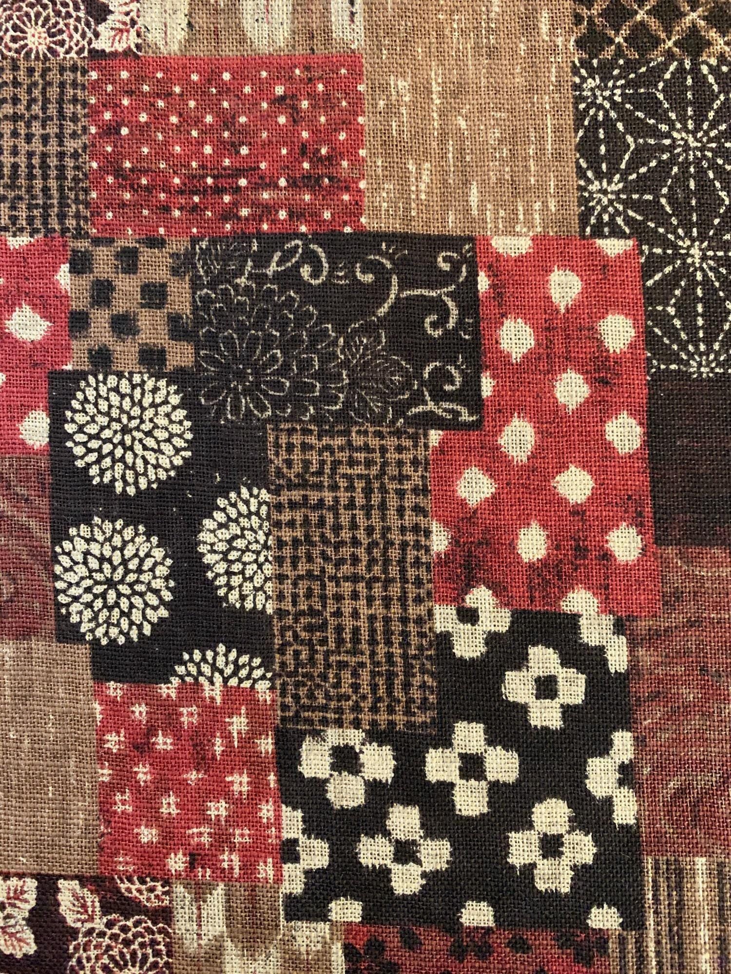 Sevenberry boro patchwork in red Japanese cotton fabric 88500-3-6