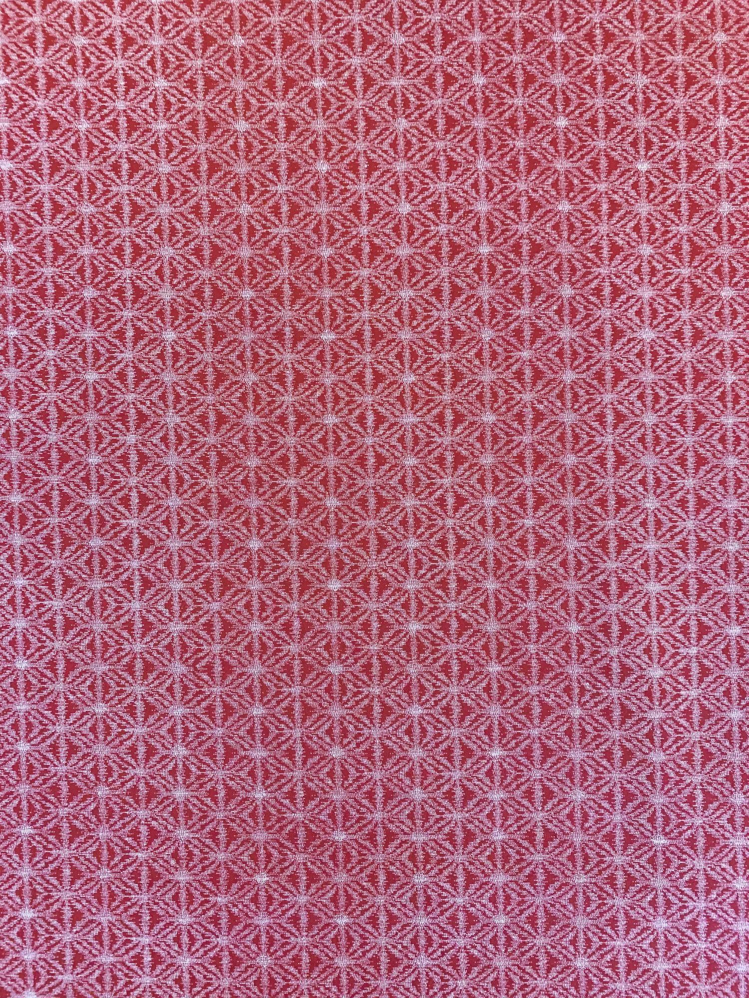 Sevenberry - Printed Ikat Asanoha Variation Stars in Red and White Cotton Fabric - Red White