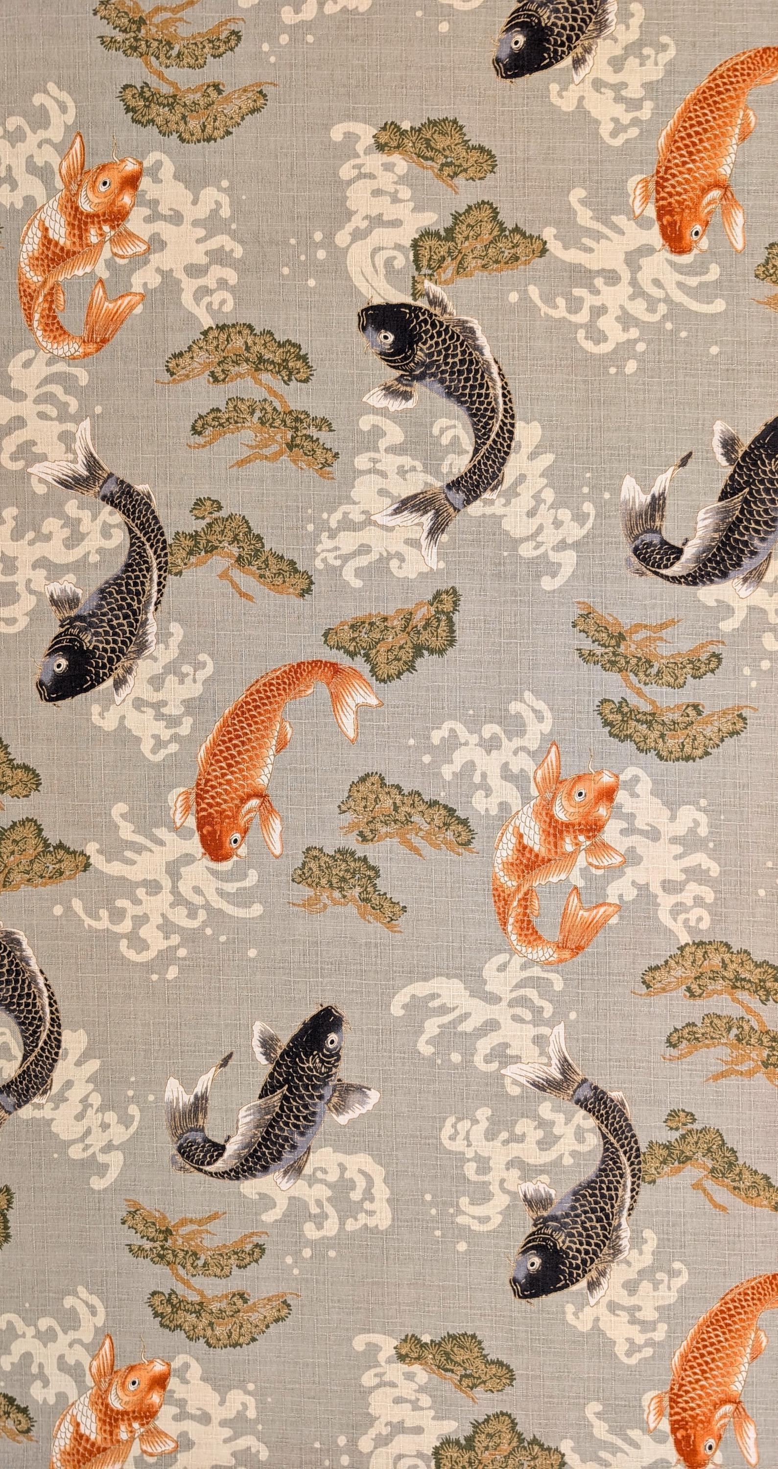 Hokkoh - Hopping Koi Cotton Dobby - Gray