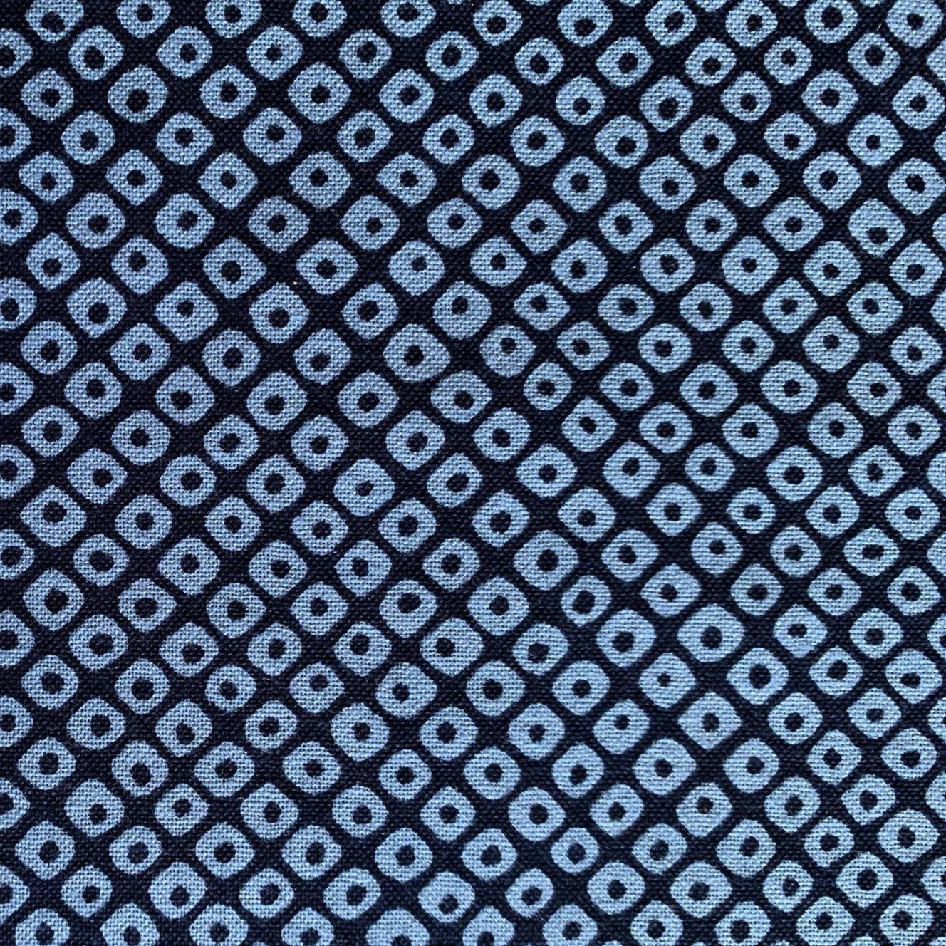Kanoko Dots Sevenberry Japanese cotton fabric 88220-6-4 navy blue on blue