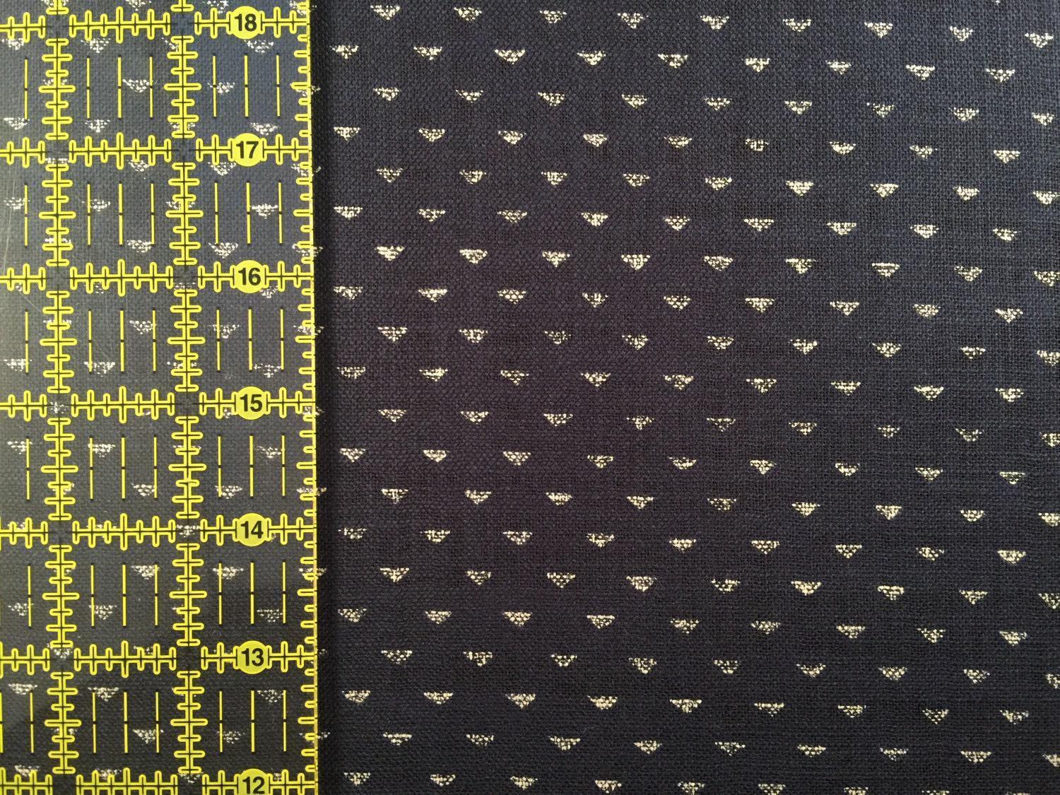 Sevenberry - Tiny Triangles Print Cotton Fabric - Navy Indigo and Beige