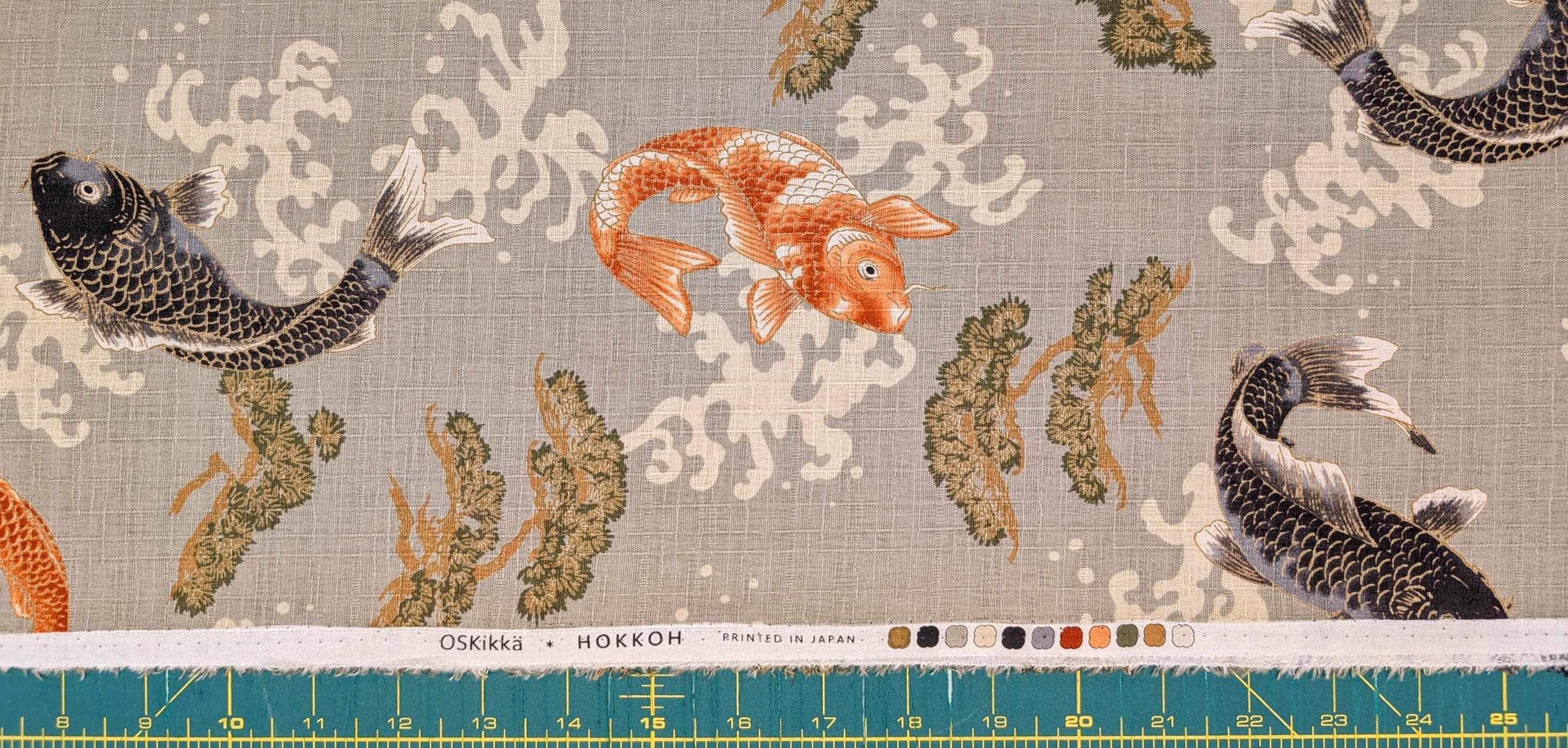 Hokkoh - Hopping Koi Cotton Dobby - Gray