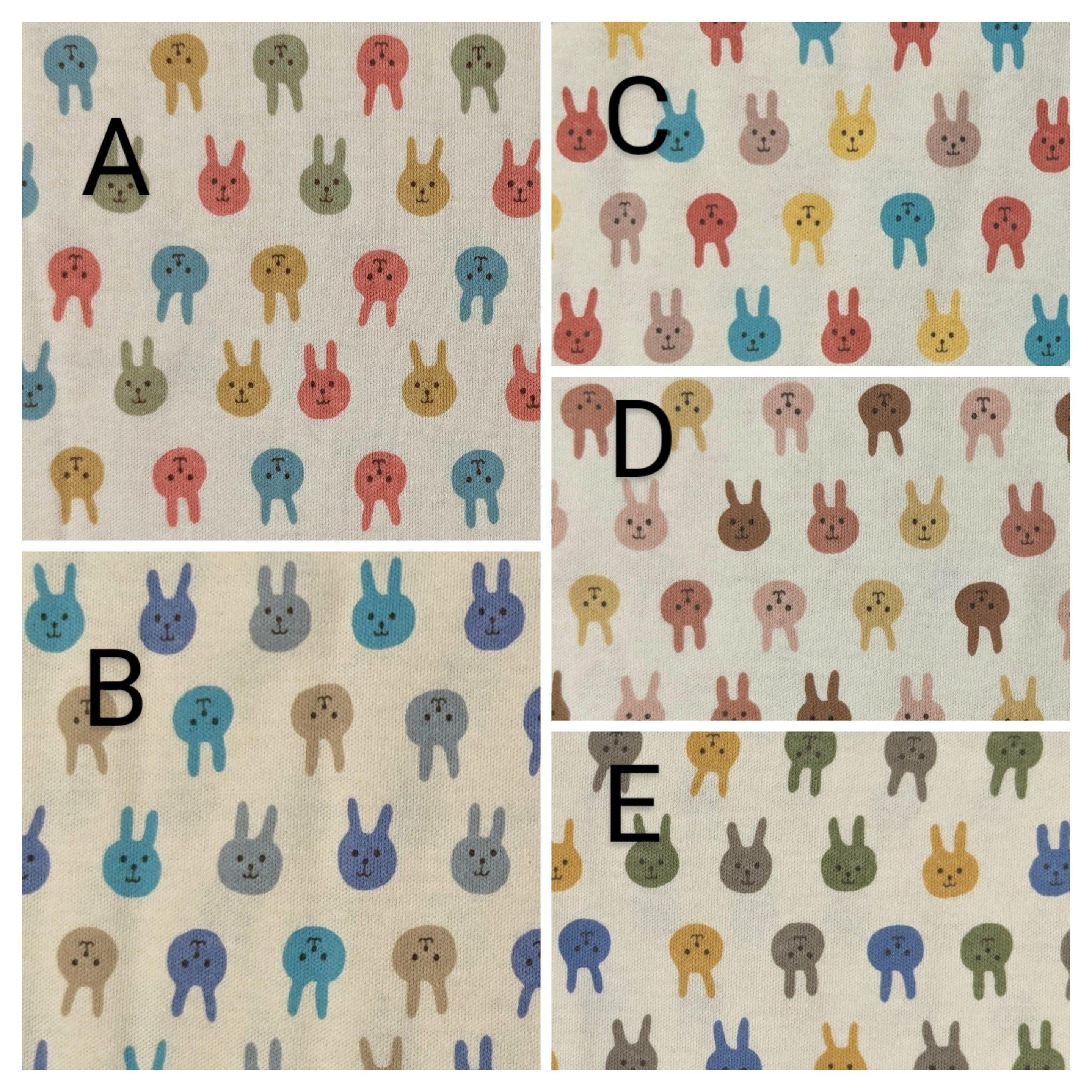 Kobayashi - Colorful Bunnies Cotton Jersey - Green Yellow Periwinkle