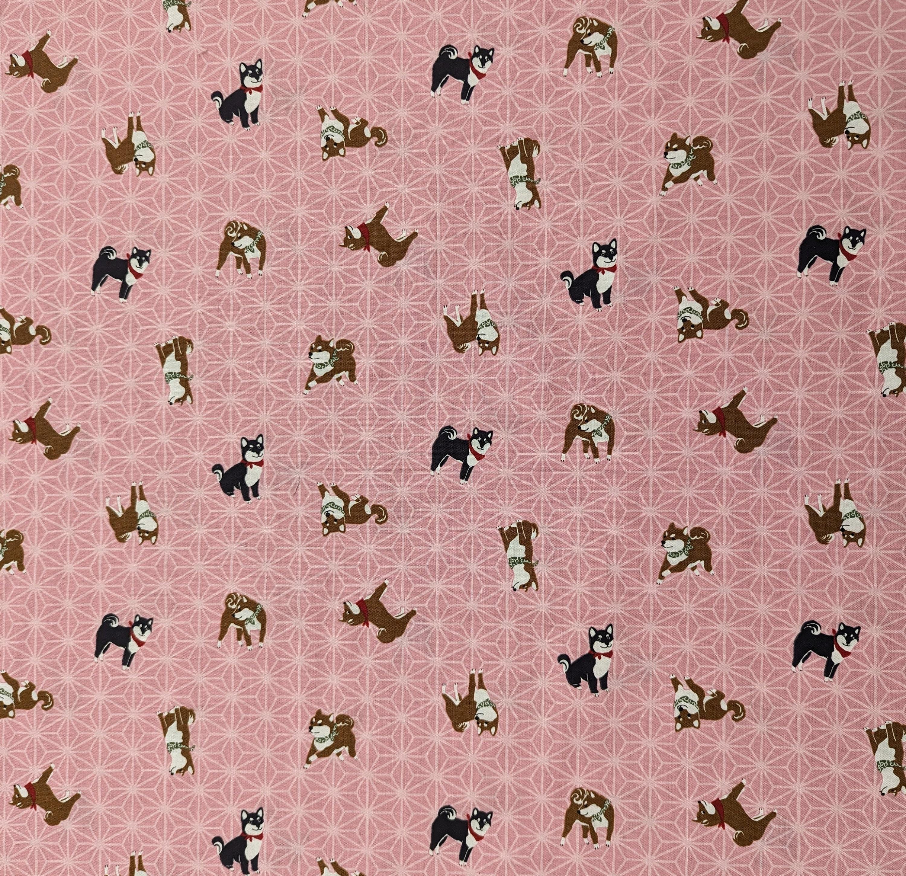 Hishiei - Asanoha Shibas Cotton Fabric - Pink