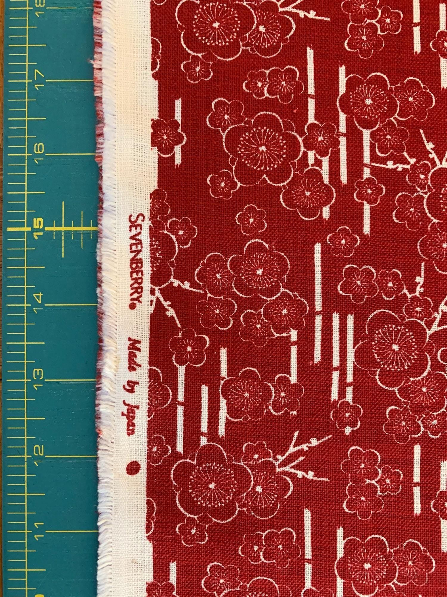 Sevenberry - Plum Cherry Blossoms Cotton Fabric - Red