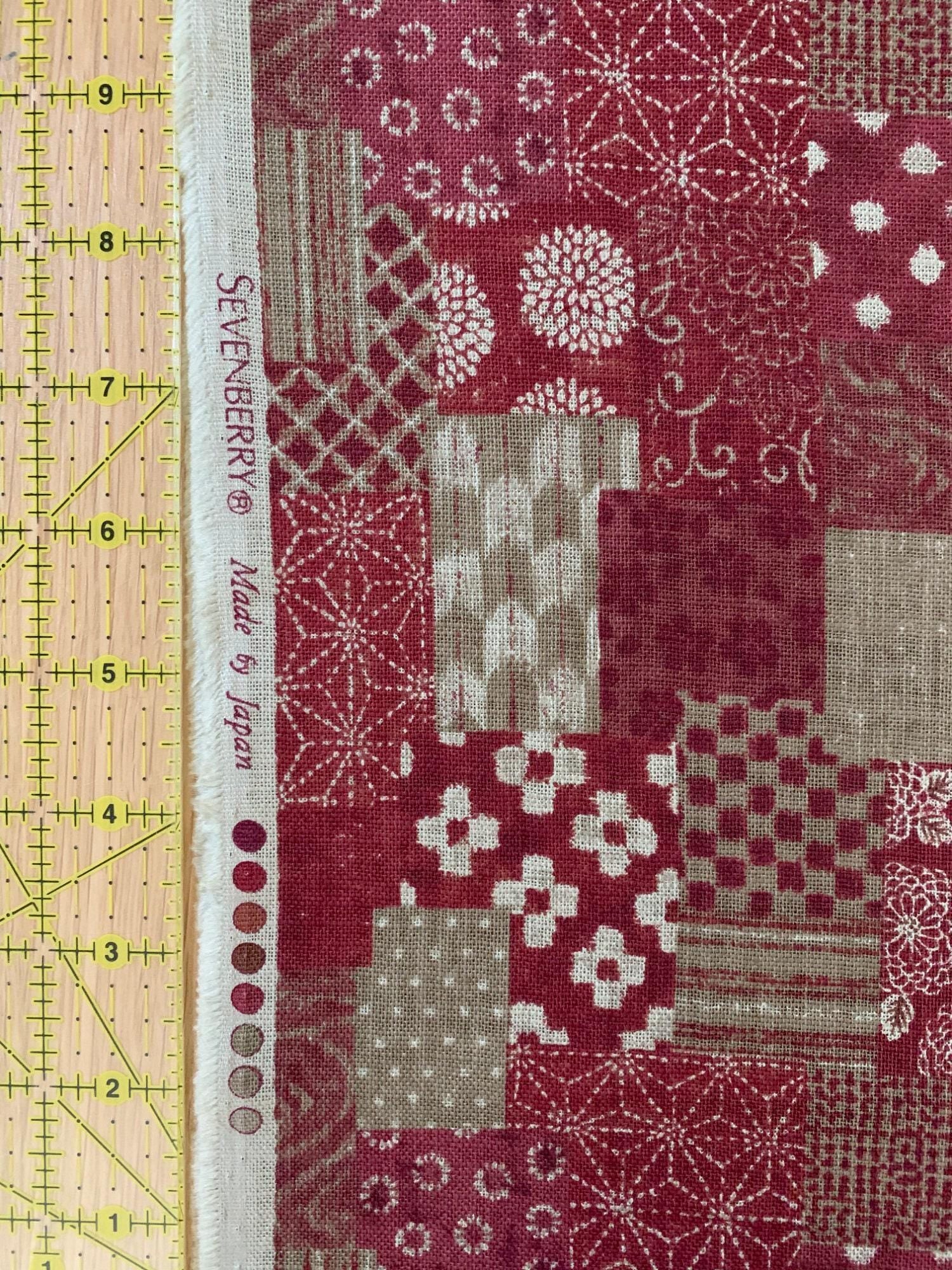 Sevenberry - Boro Patchwork Print Cotton Fabric - Red