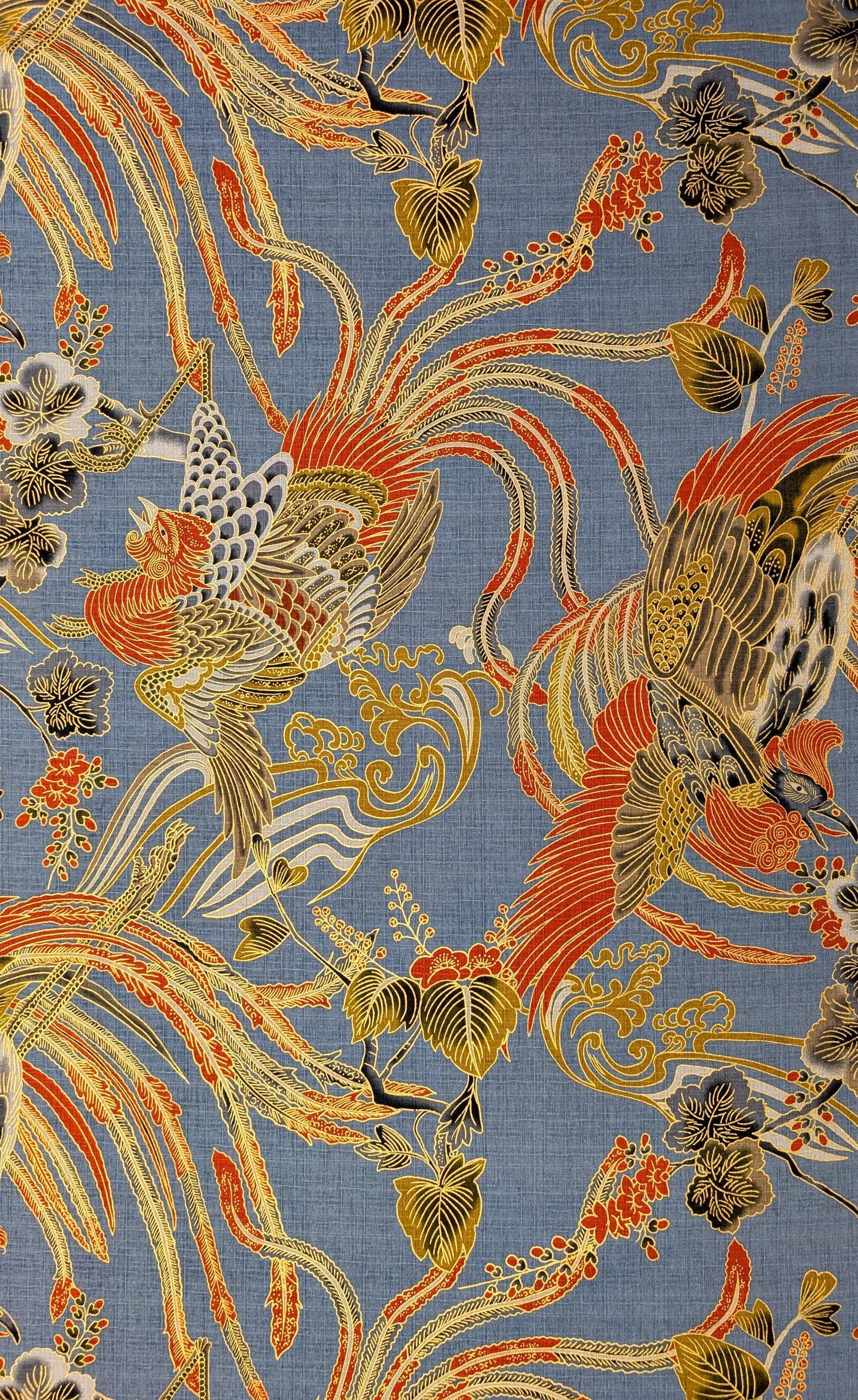 NEW Golden Phoenix Hokkoh Japanese cotton dobby fabric 1024-1110-1 C blue