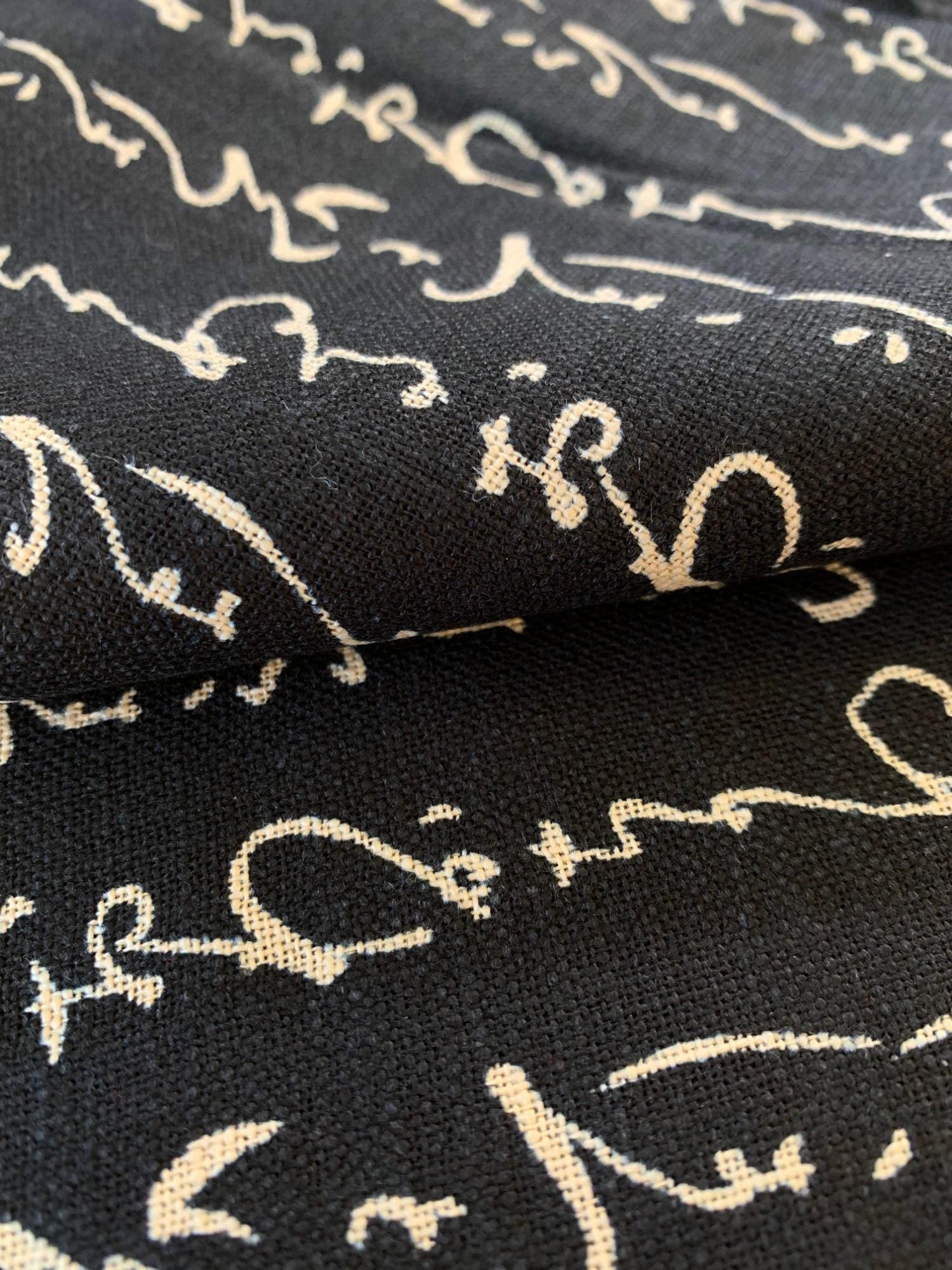 Sevenberry - Calligraphy Homespun Cotton Fabric - Black Beige
