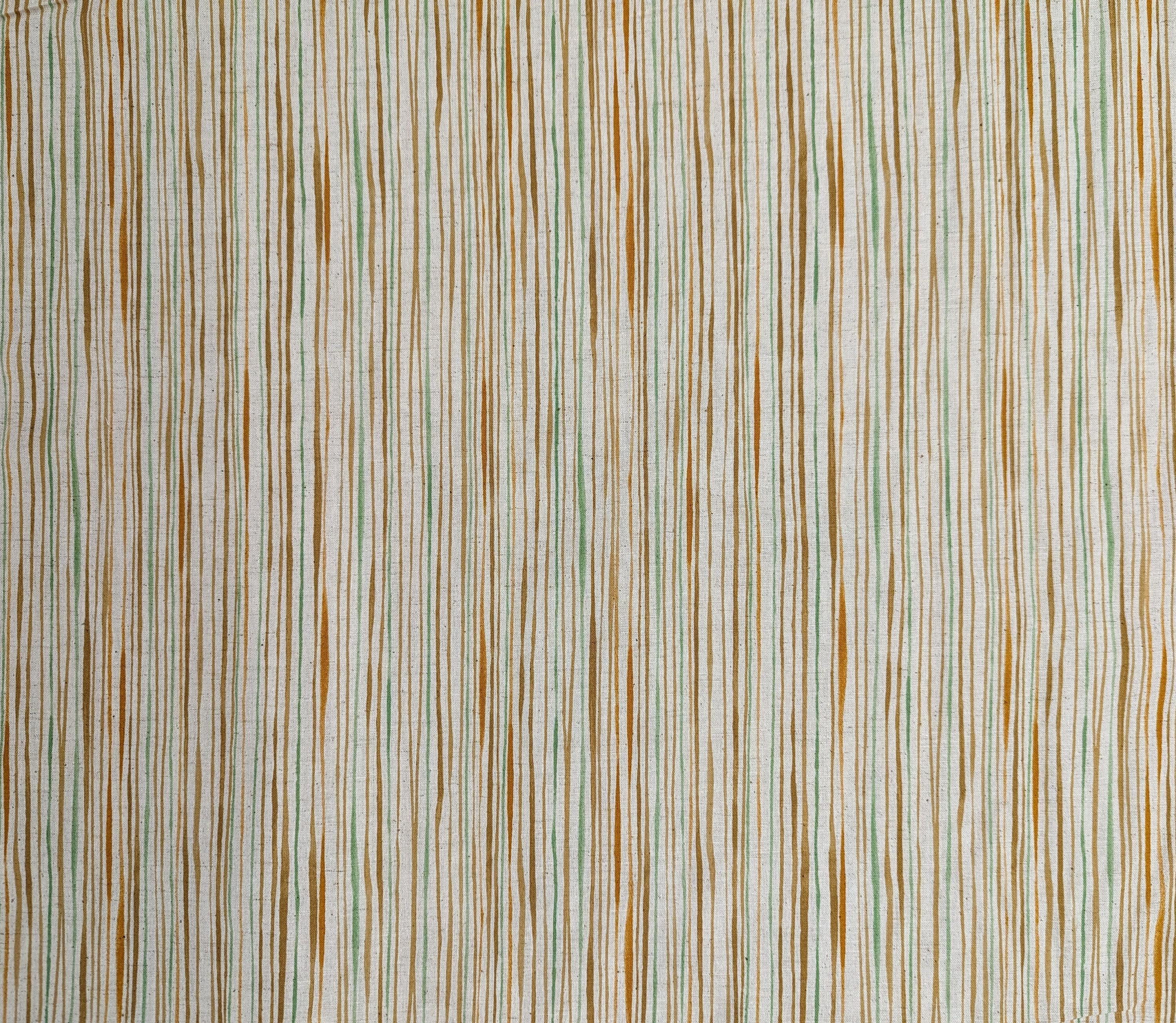 Kokka - Watercolor Stripe Cotton/Linen Fabric - Orange