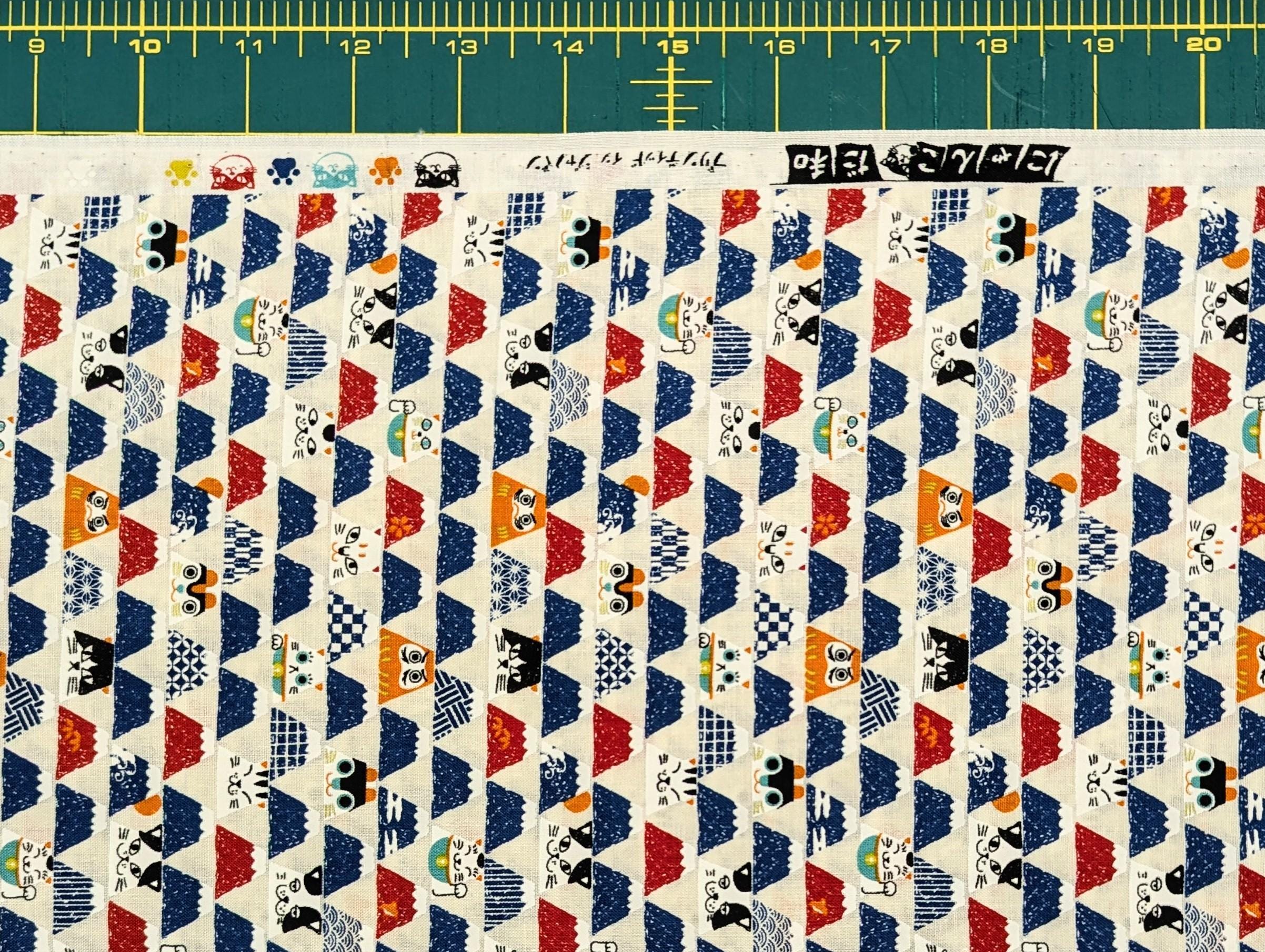 Senyo - Mount Fuji Cats Cotton Fabric - White