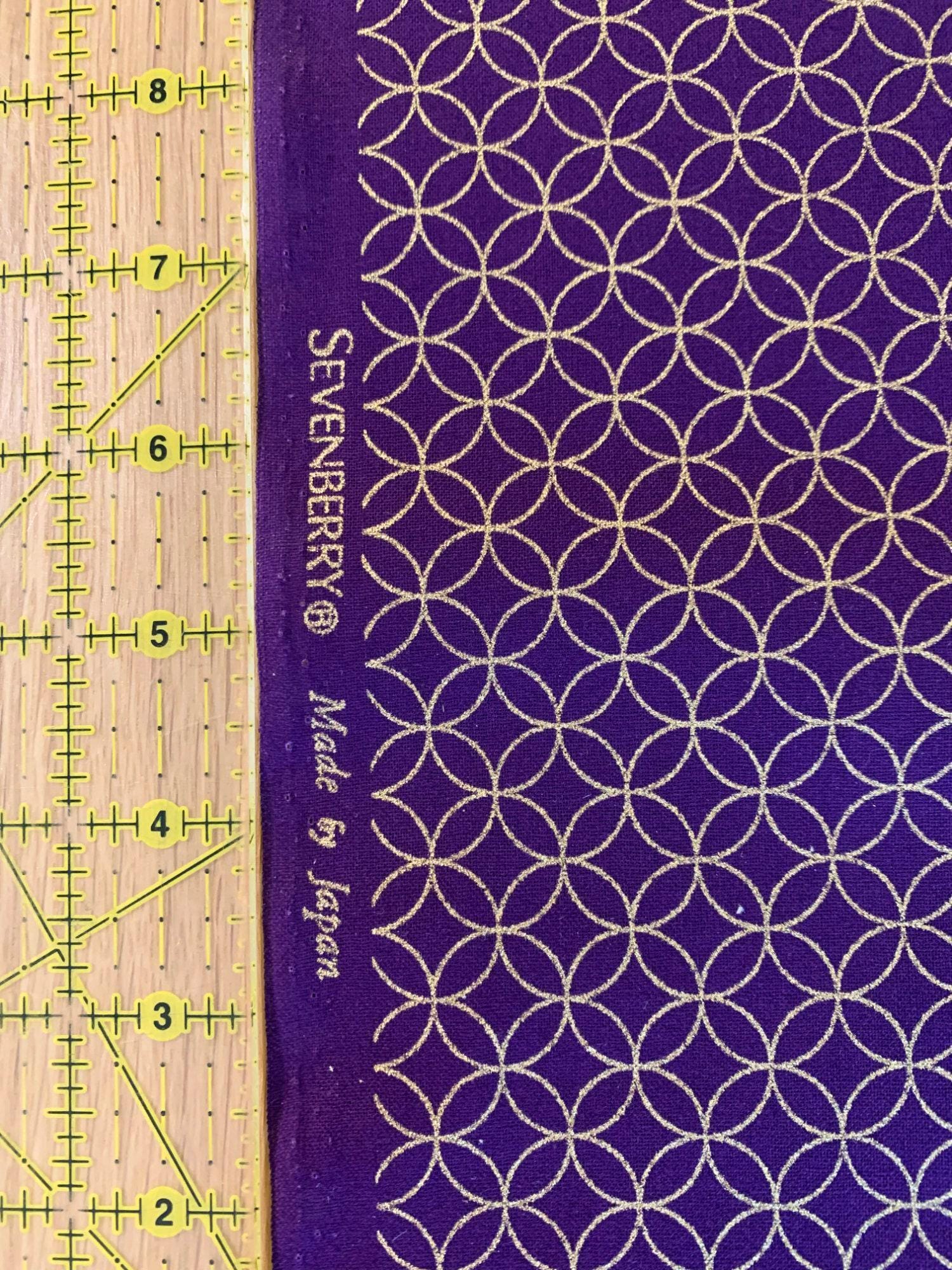 Sevenberry - Golden Shippo Circles Cotton Fabric - Purple