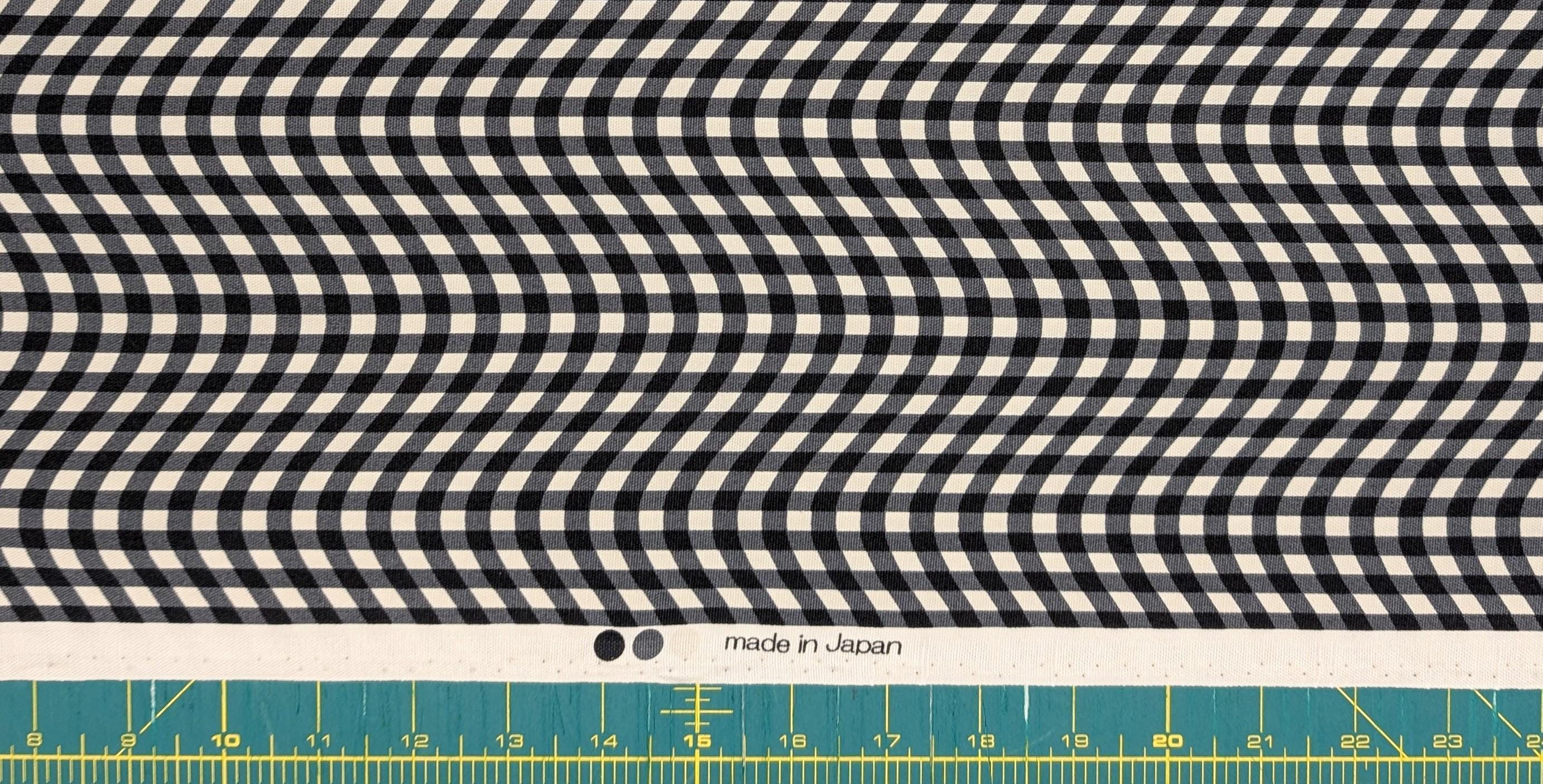 Hishiei - Warped Gingham Cotton Oxford Canvas - Black