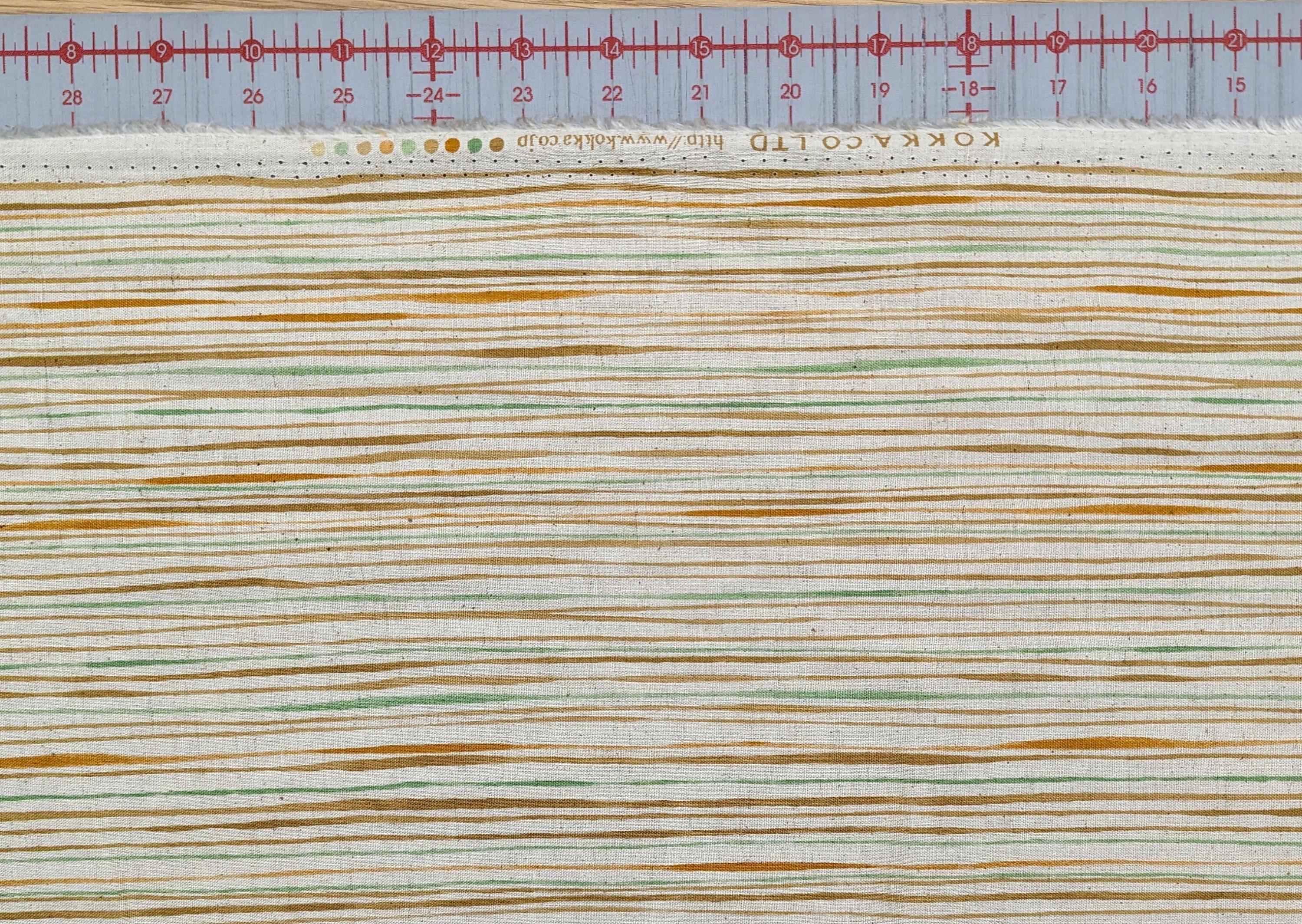Kokka - Watercolor Stripe Cotton/Linen Fabric - Orange