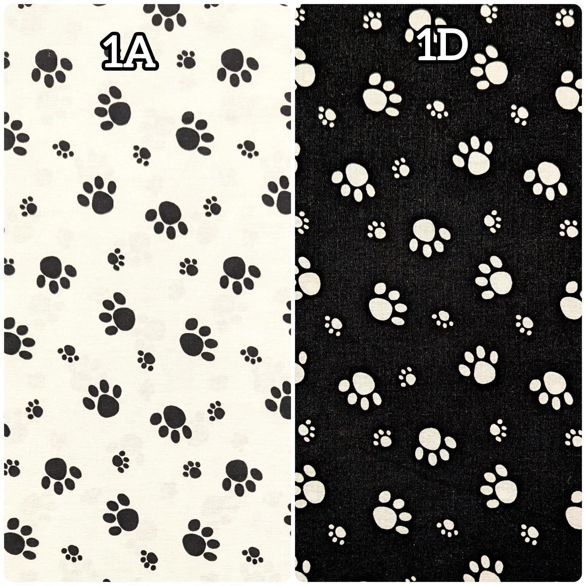 Koyama - Paw Prints Cotton Fabric - White