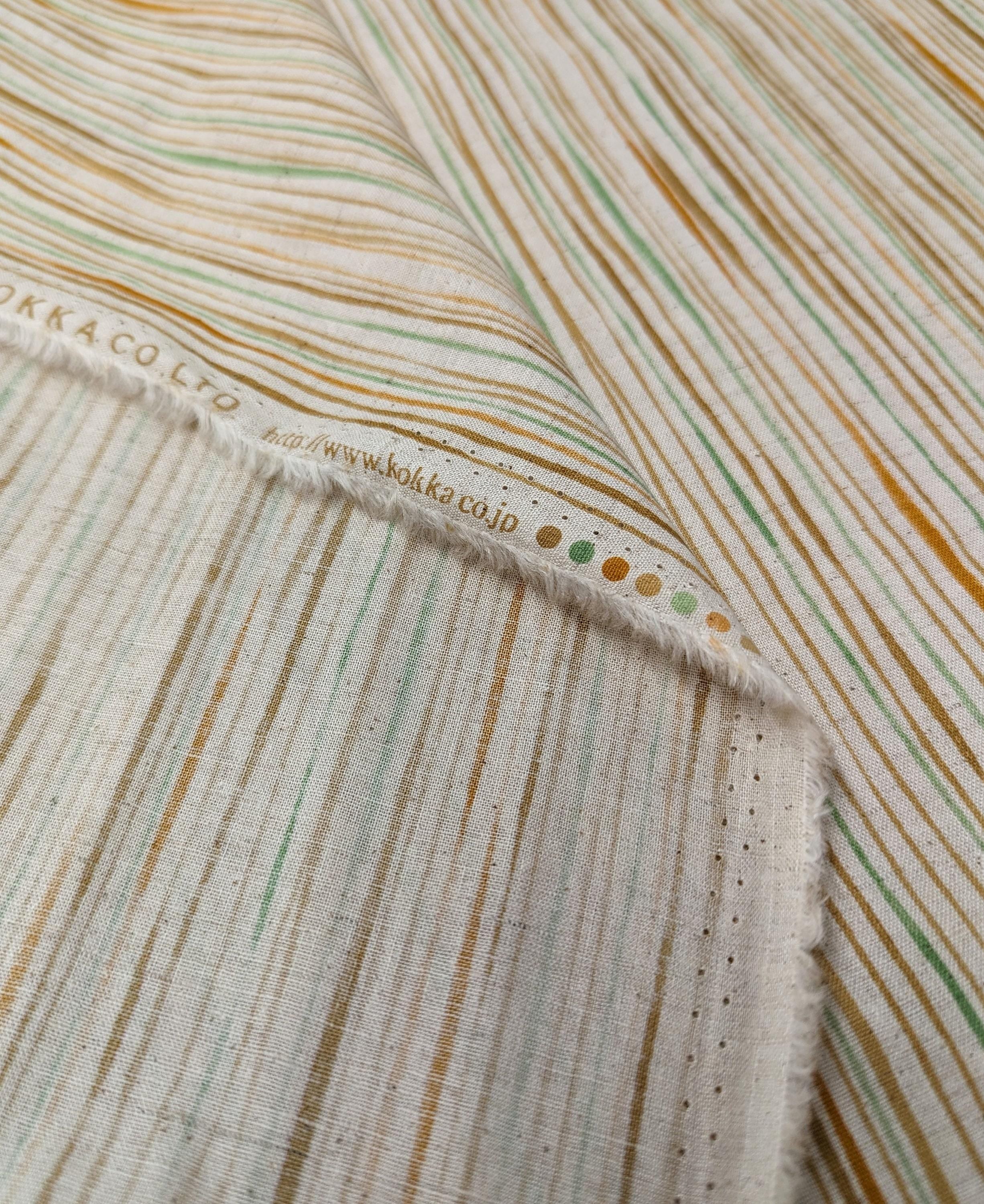 Kokka - Watercolor Stripe Cotton/Linen Fabric - Orange