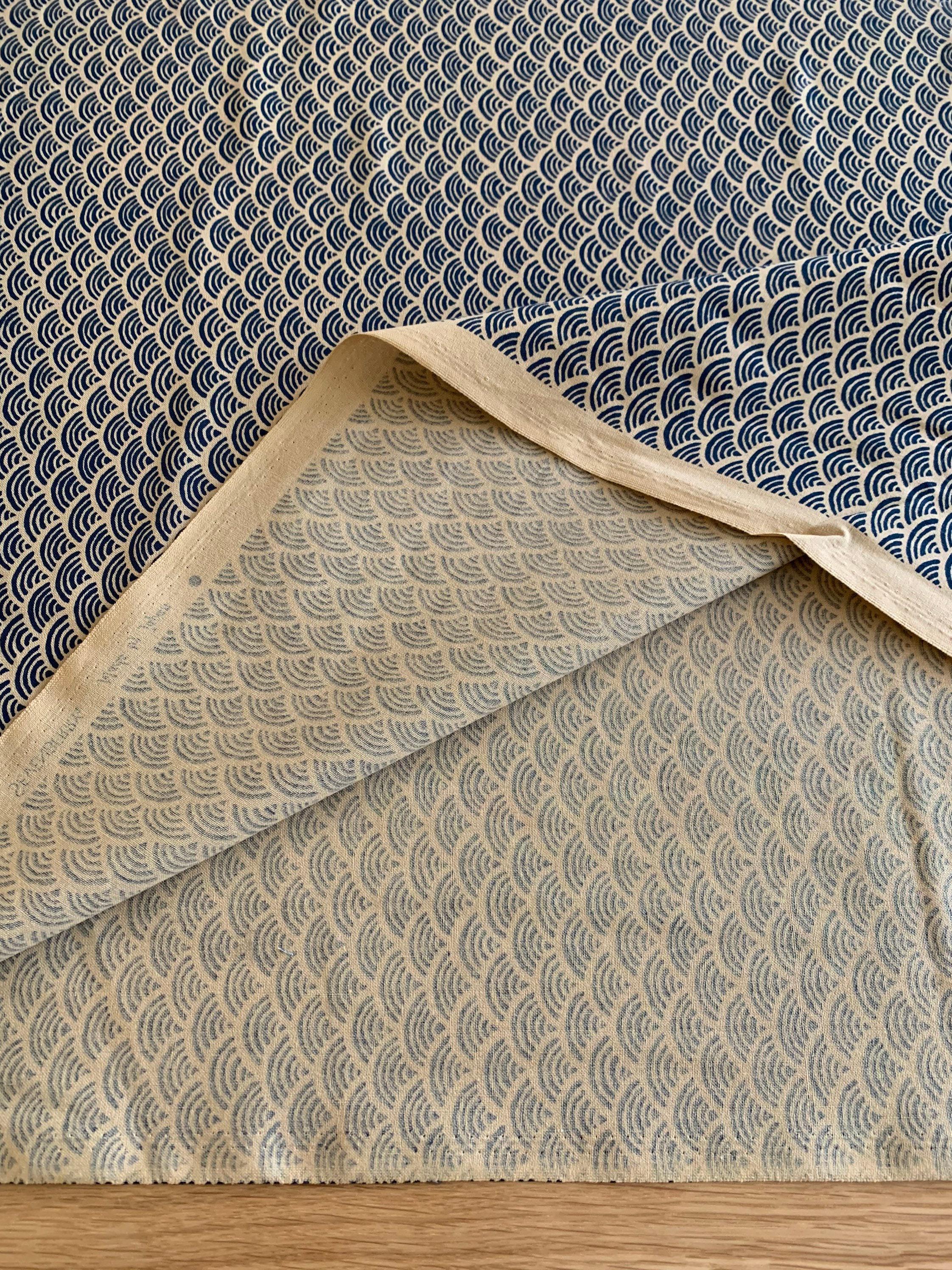 Sevenberry - Waves Cotton Fabric - Beige Blue