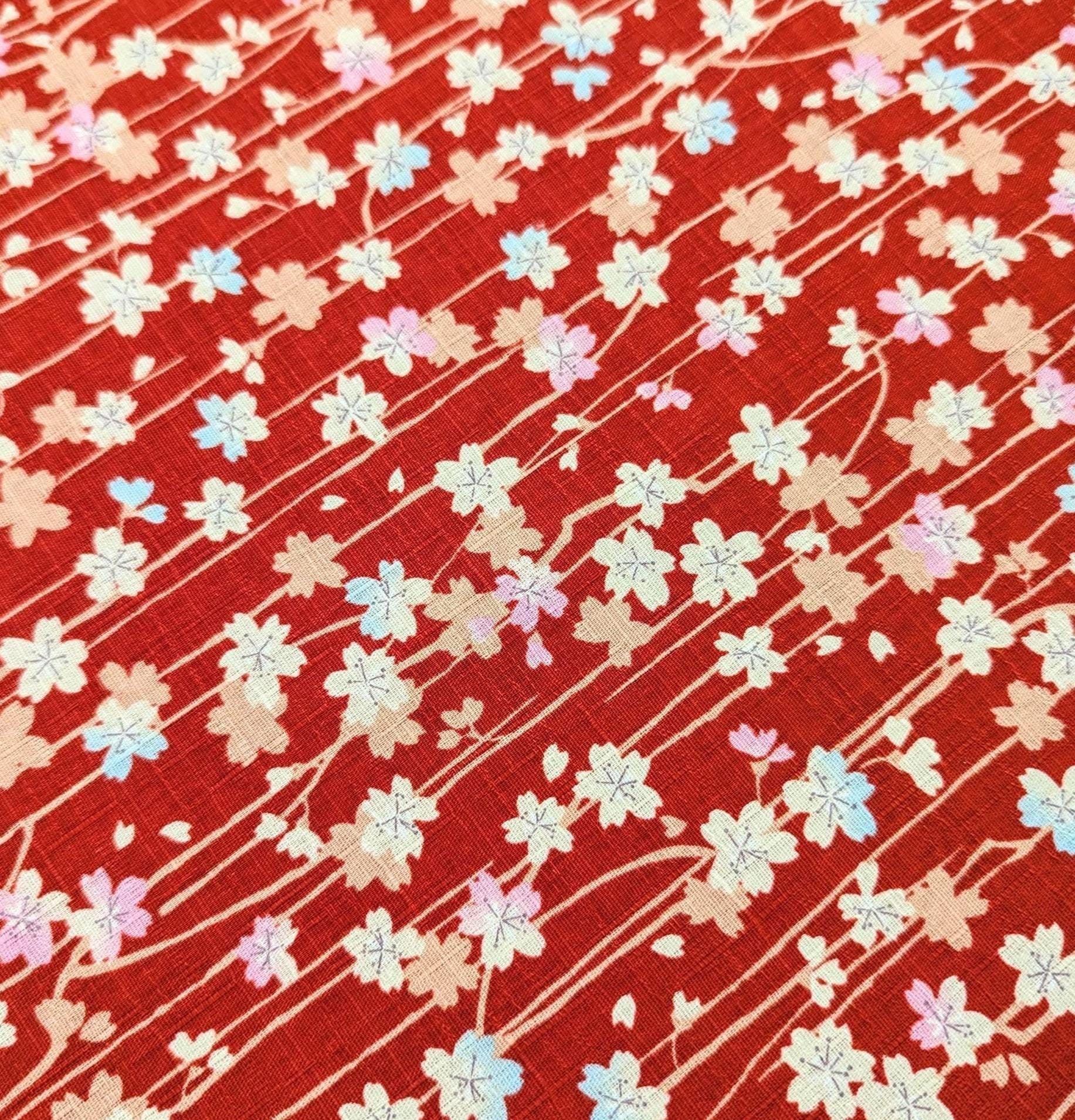 Hokkoh - Cherry Blossom Streams Cotton Dobby - Red