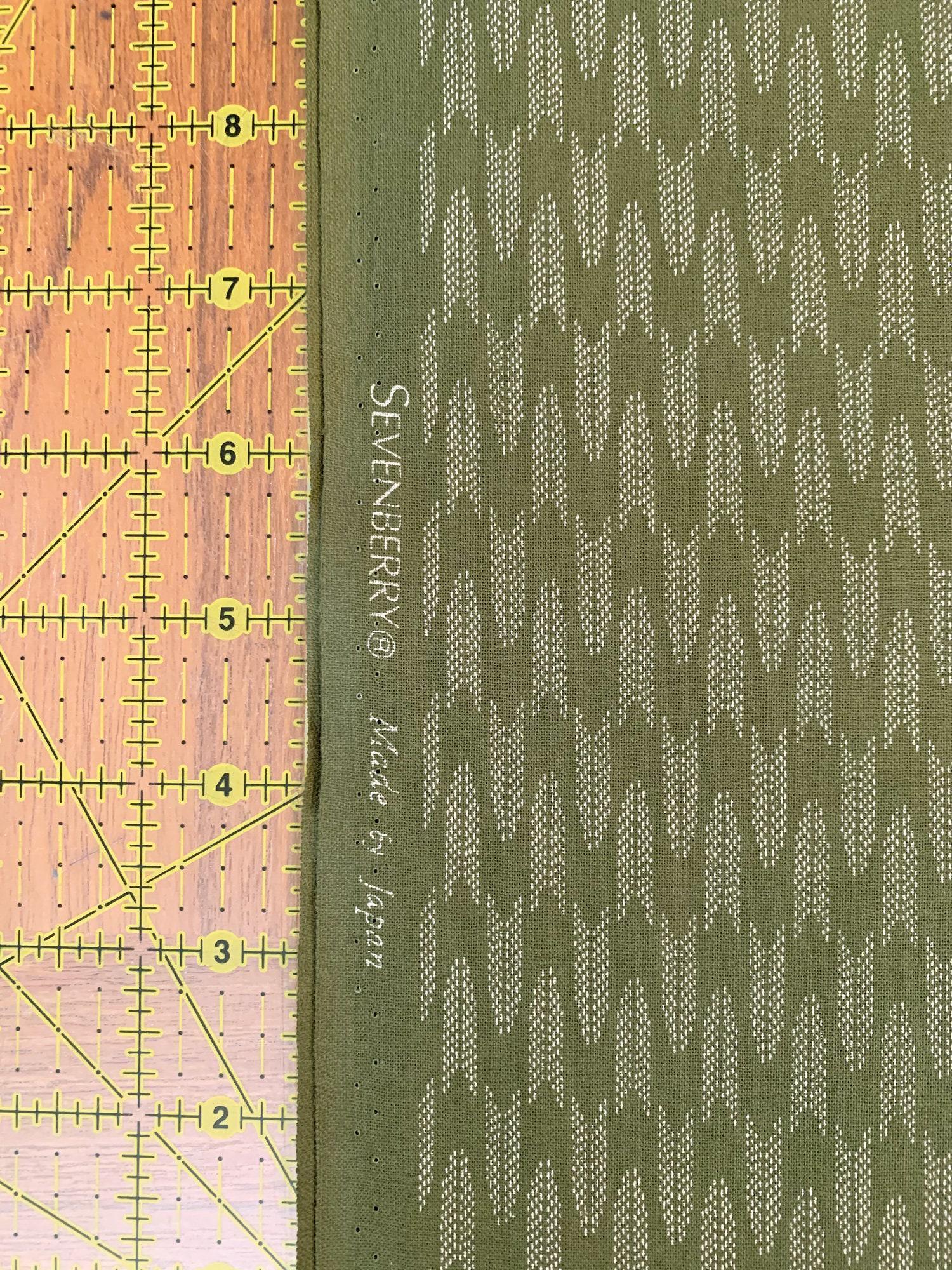 Sevenberry Zigzag Yabane arrows Japanese cotton fabric 88222-6-1 green beige