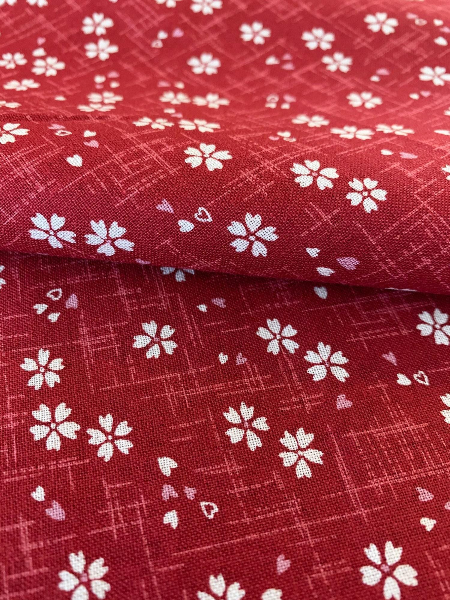 Sevenberry - Tiny Cherry Blossoms Cotton Fabric - Red