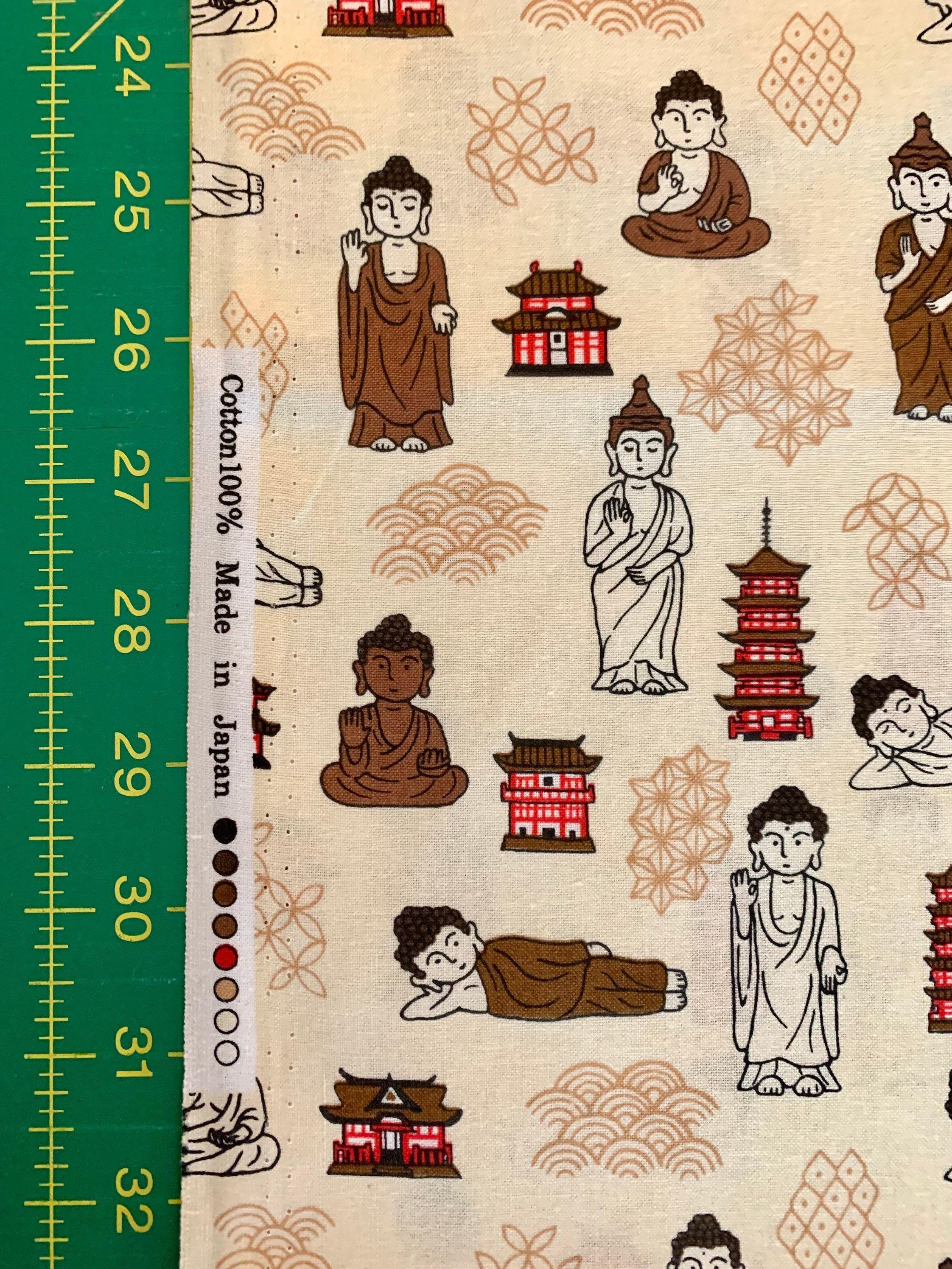 Naka - Buddha Temple Cotton Fabric - Beige