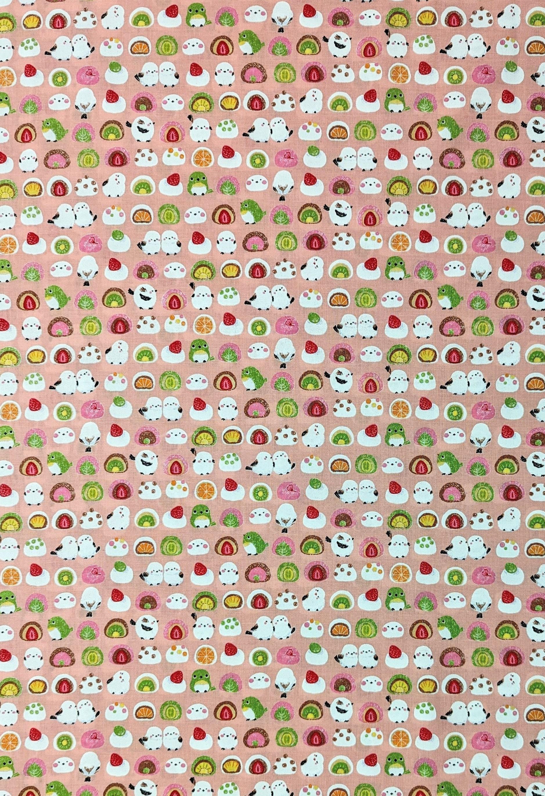 Senyo - Chickadees and Mochi Cotton Fabric - Pink