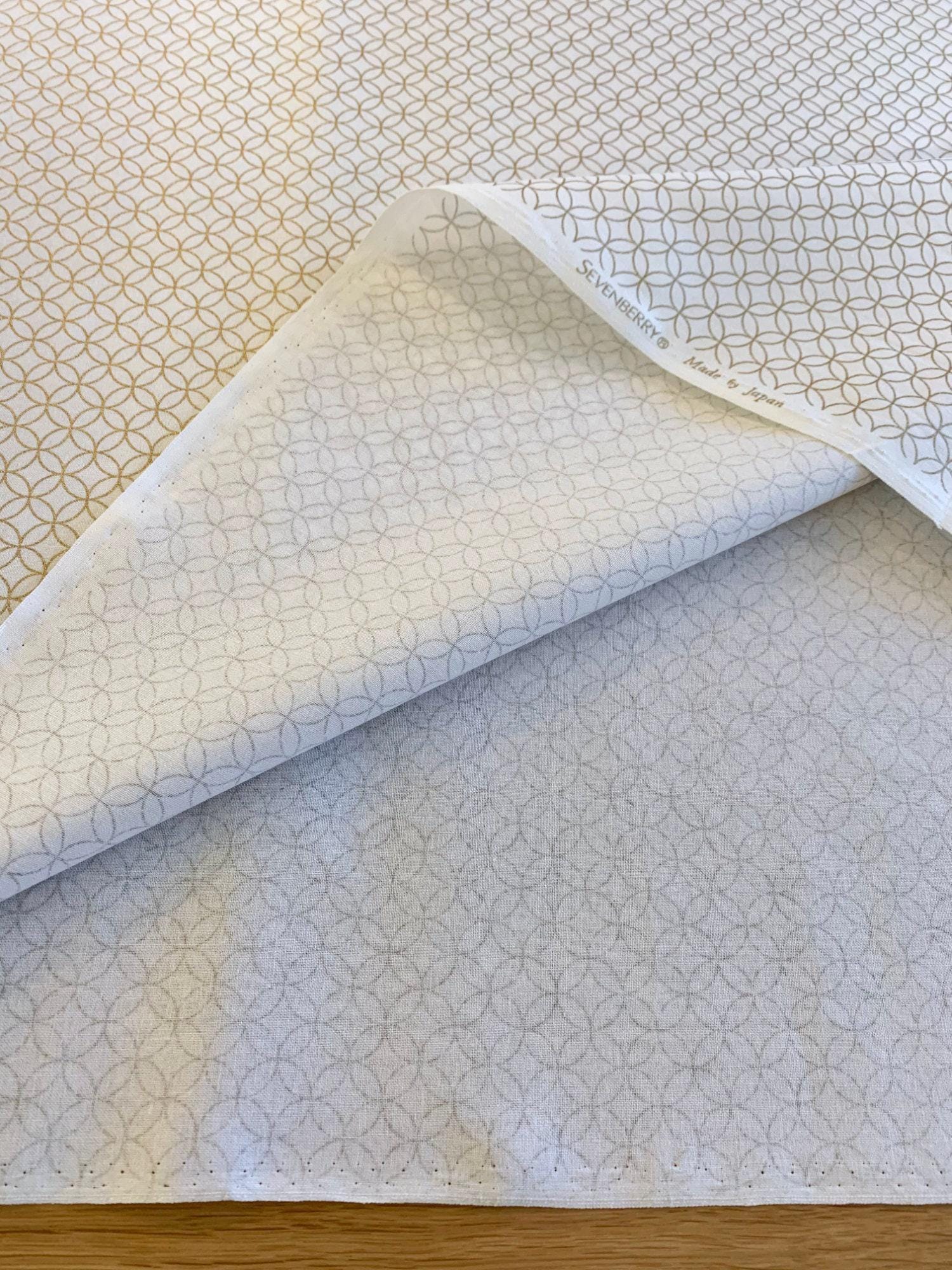 Sevenberry - Golden Shippo Circles Cotton Fabric - White
