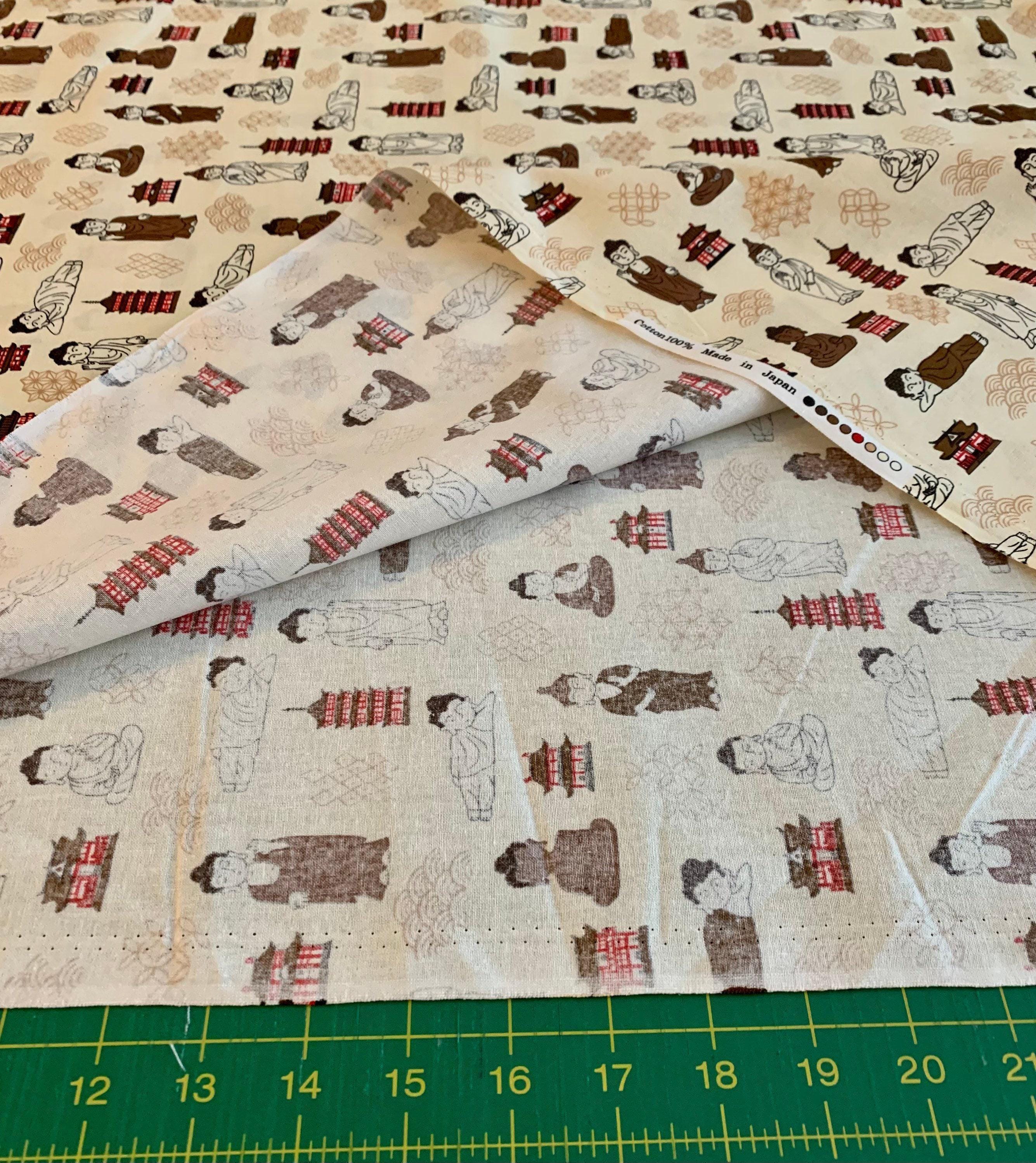Naka - Buddha Temple Cotton Fabric - Beige