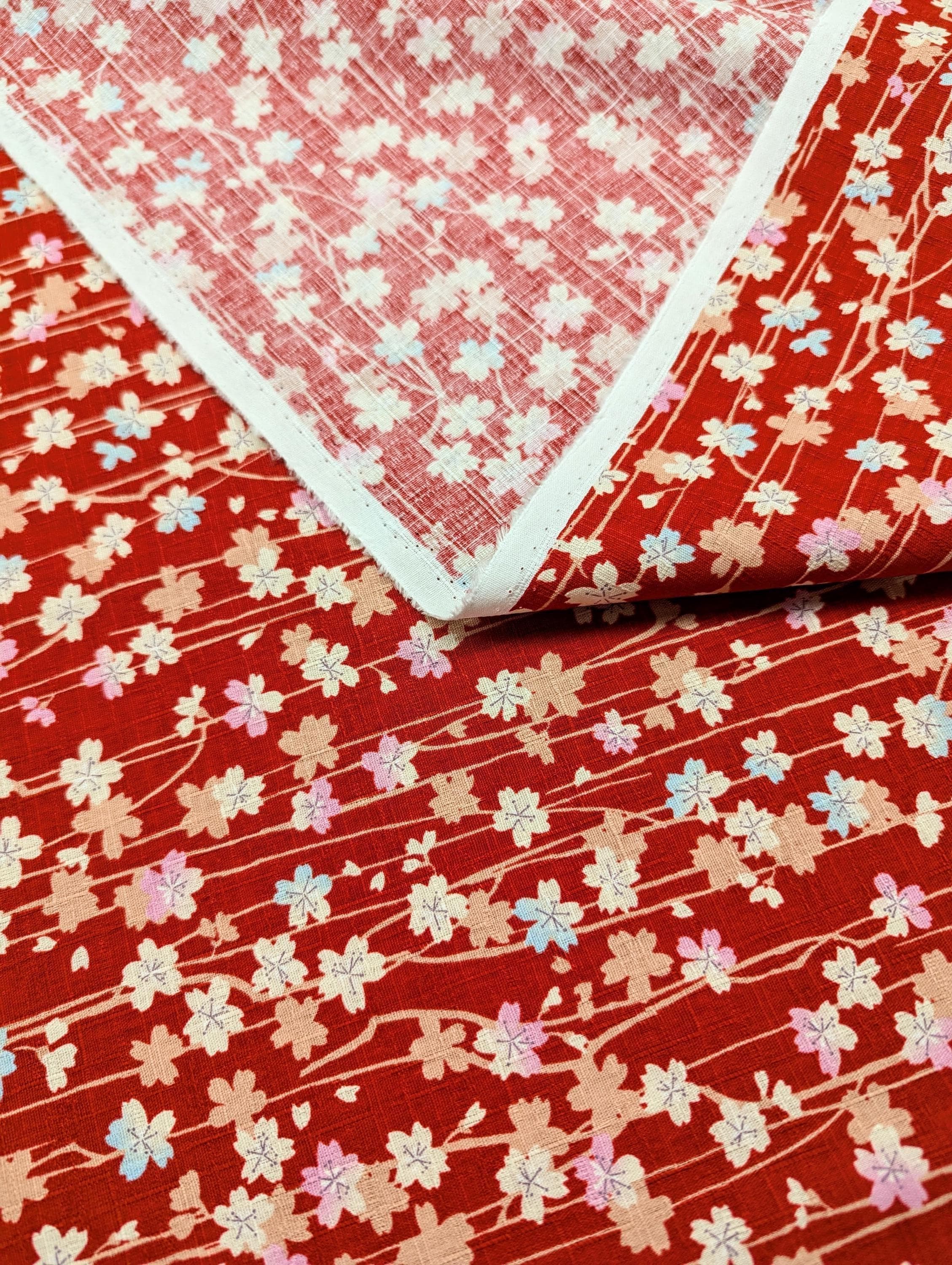 Hokkoh - Cherry Blossom Streams Cotton Dobby - Red