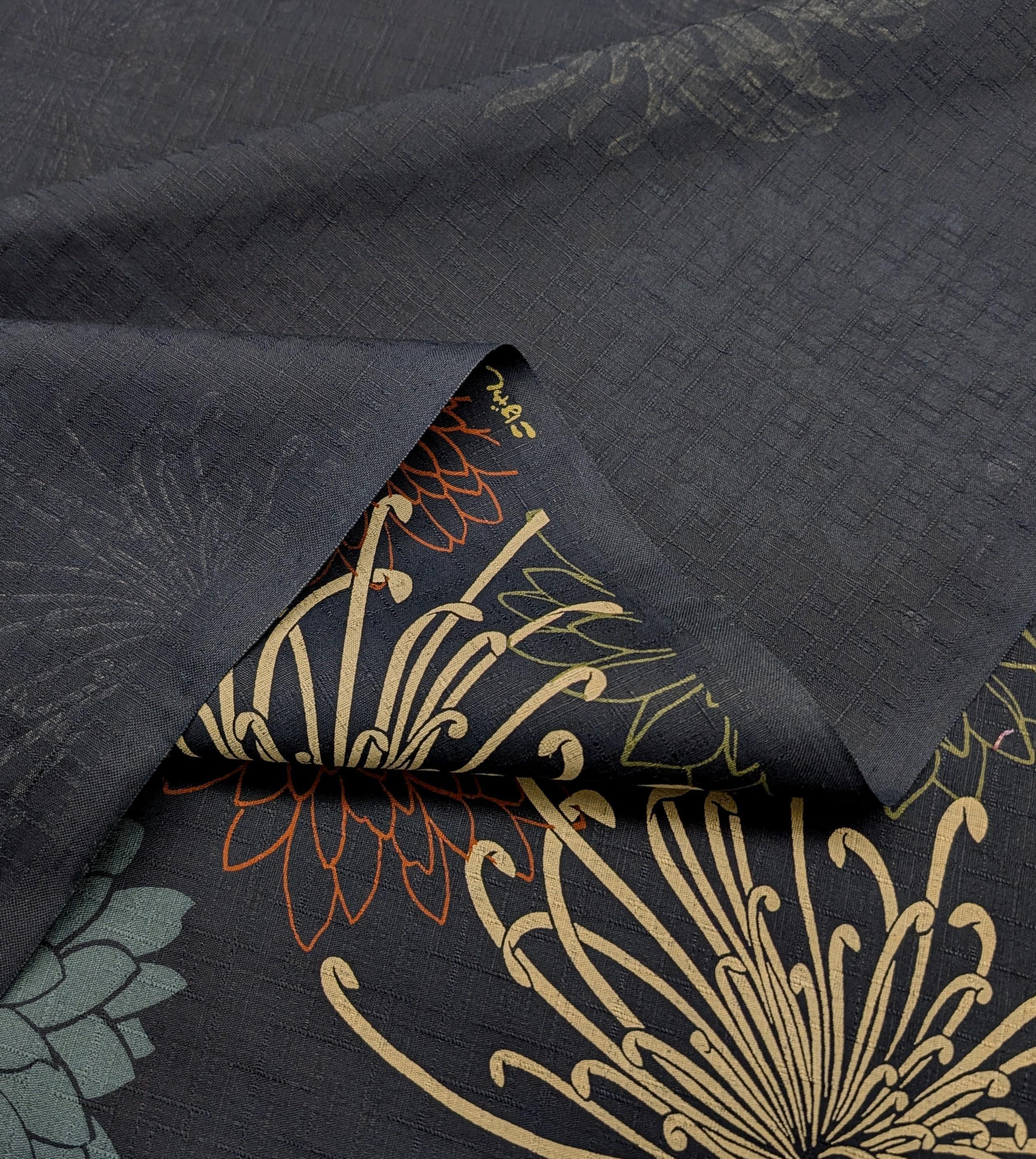 Kobayashi - Mixed Traditional Flowers Cotton Dobby - Blue