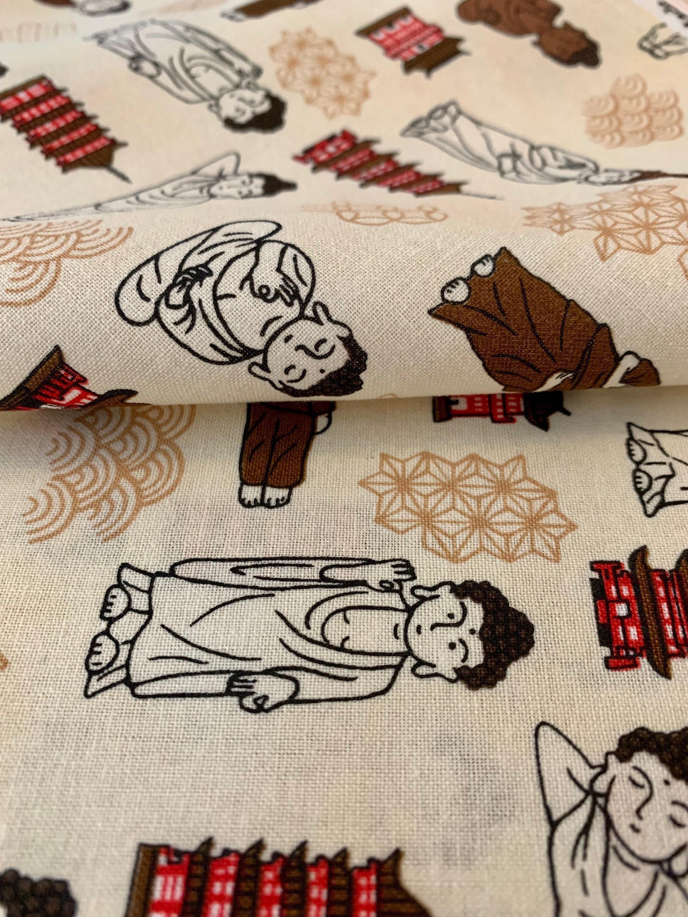 Naka - Buddha Temple Cotton Fabric - Beige