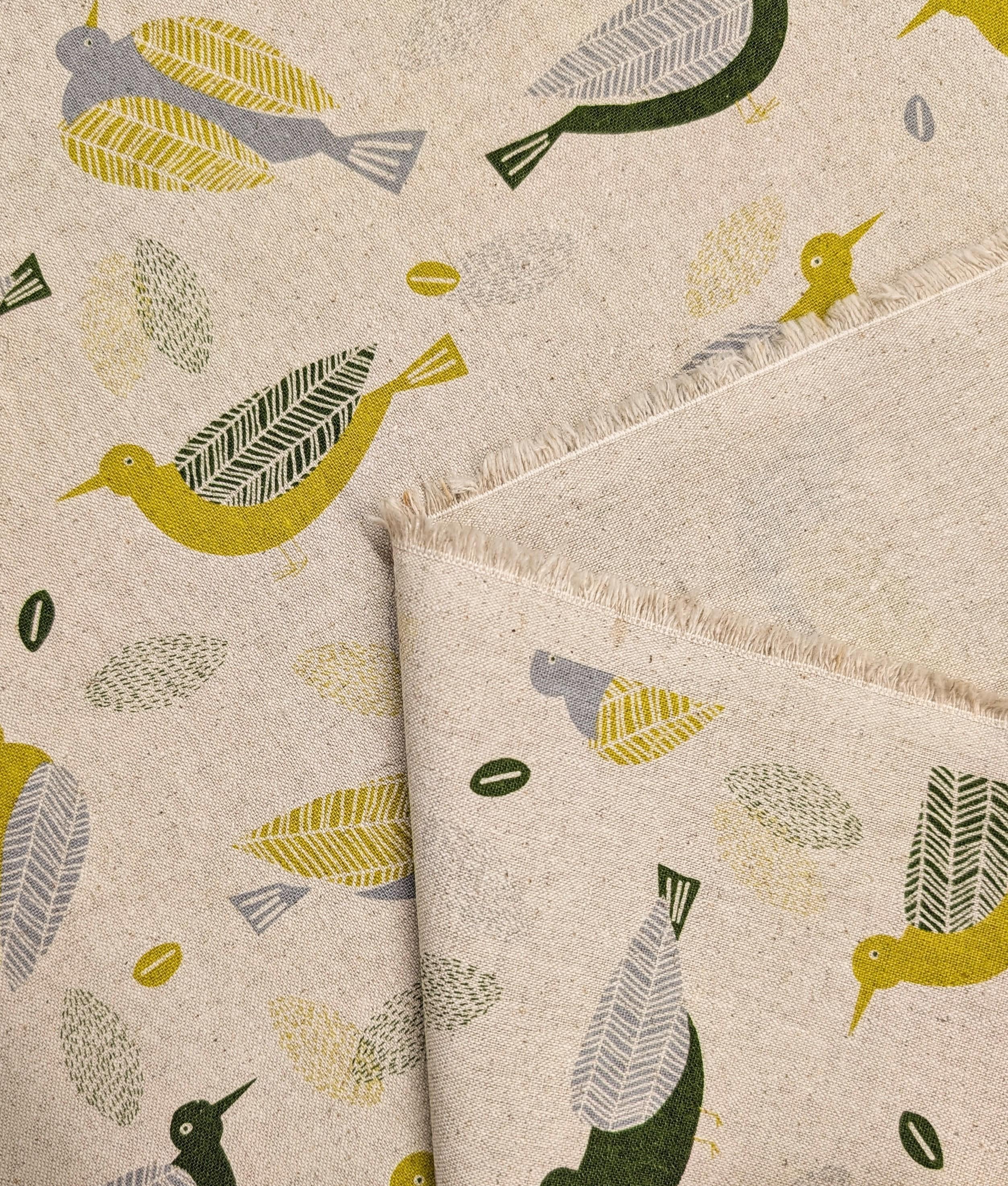 NEW Scandinavian Birds Sevenberry Japanese cotton linen light canvas fabric 850433-1-1 ivory