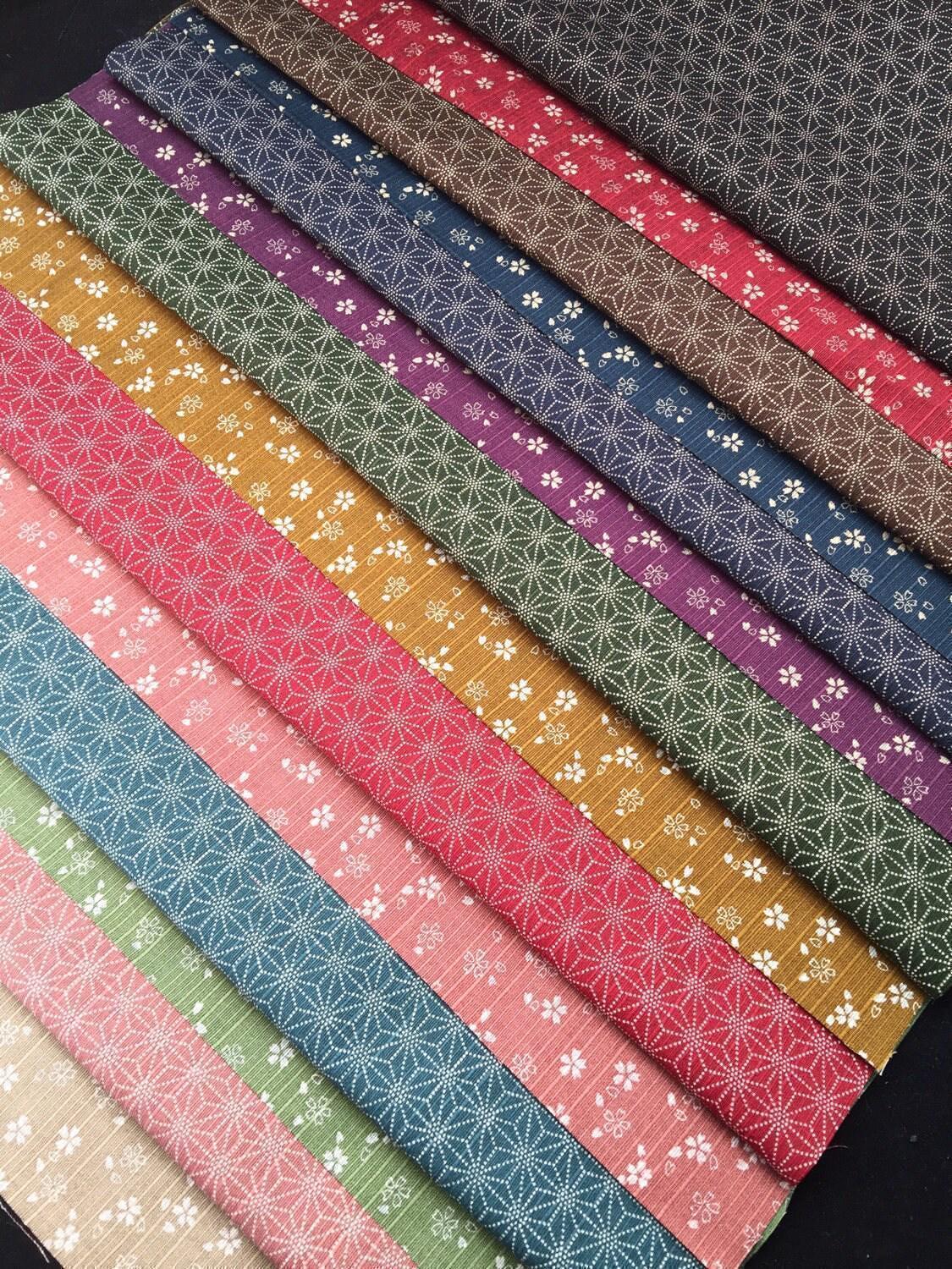 Sevenberry - Double Sided Cherry Blossom and Asanoha Star Cotton Dobby - Navy Blue Brown