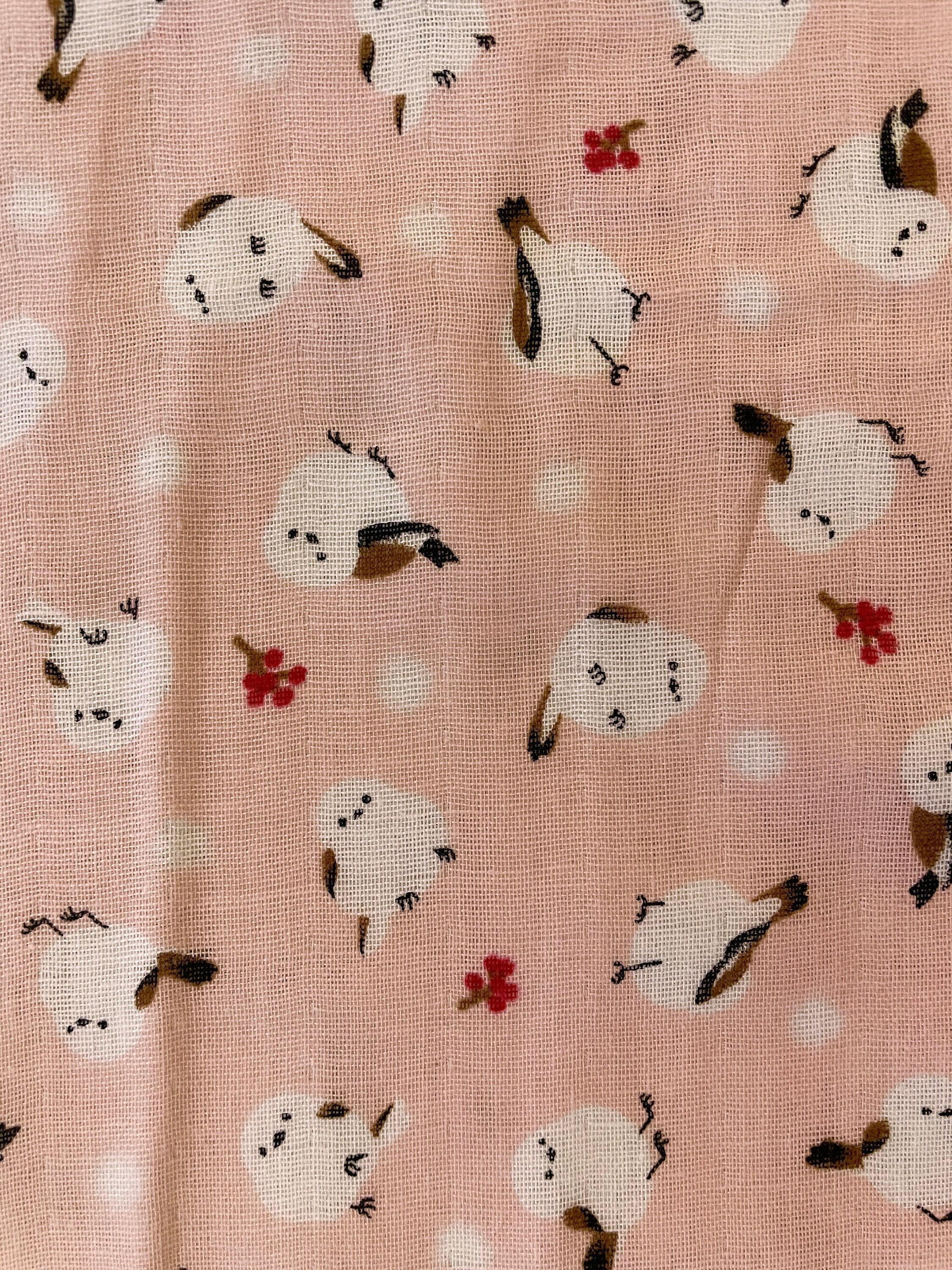Orimono Imports - Snowy Birds Double Gauze Cotton - Pink